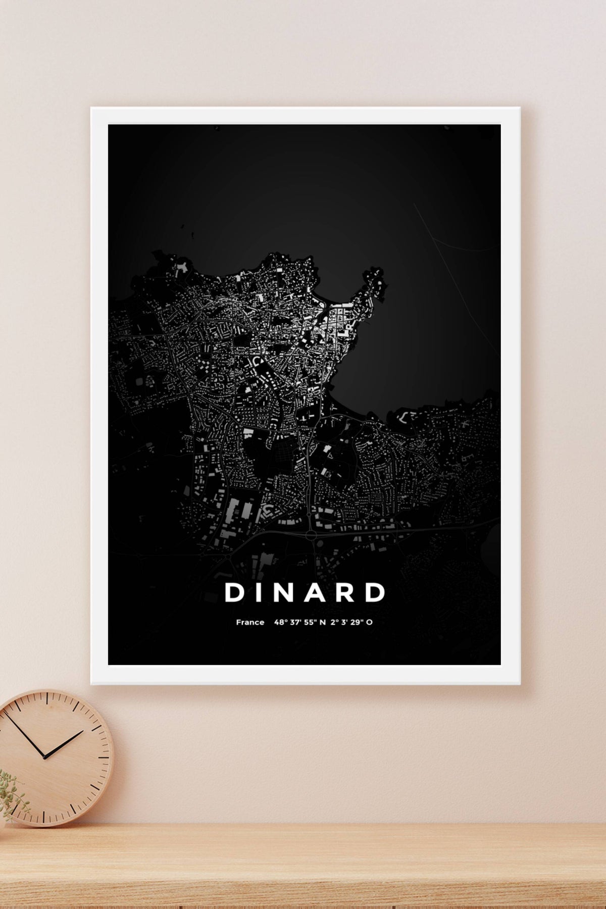 Carte de Dinard nuit - Affiche personnalisée