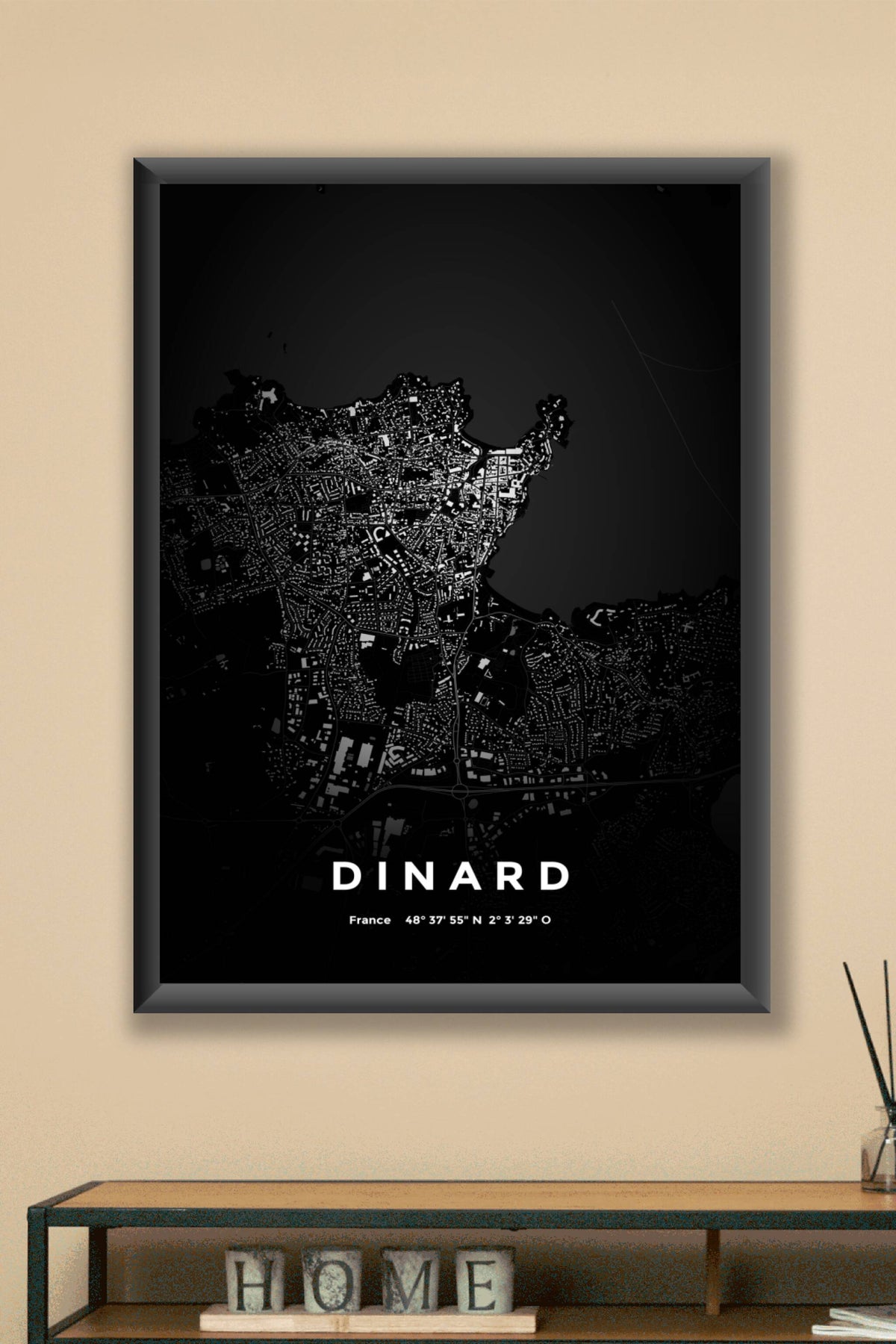 Carte de Dinard nuit - Affiche personnalisée