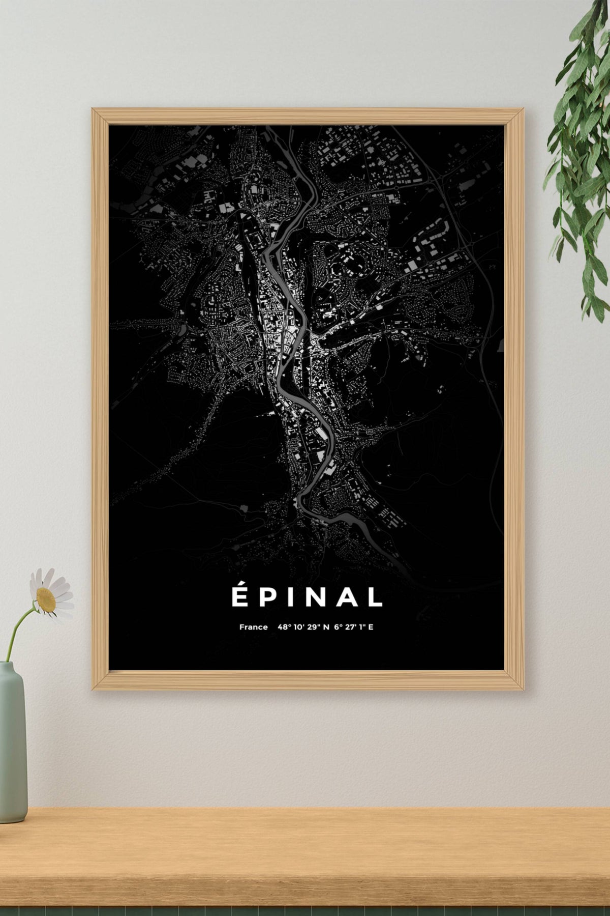 Carte d'Épinal nuit - Affiche personnalisée