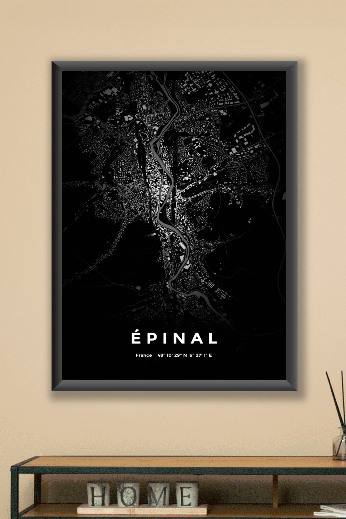Carte d'Épinal nuit - Affiche personnalisée