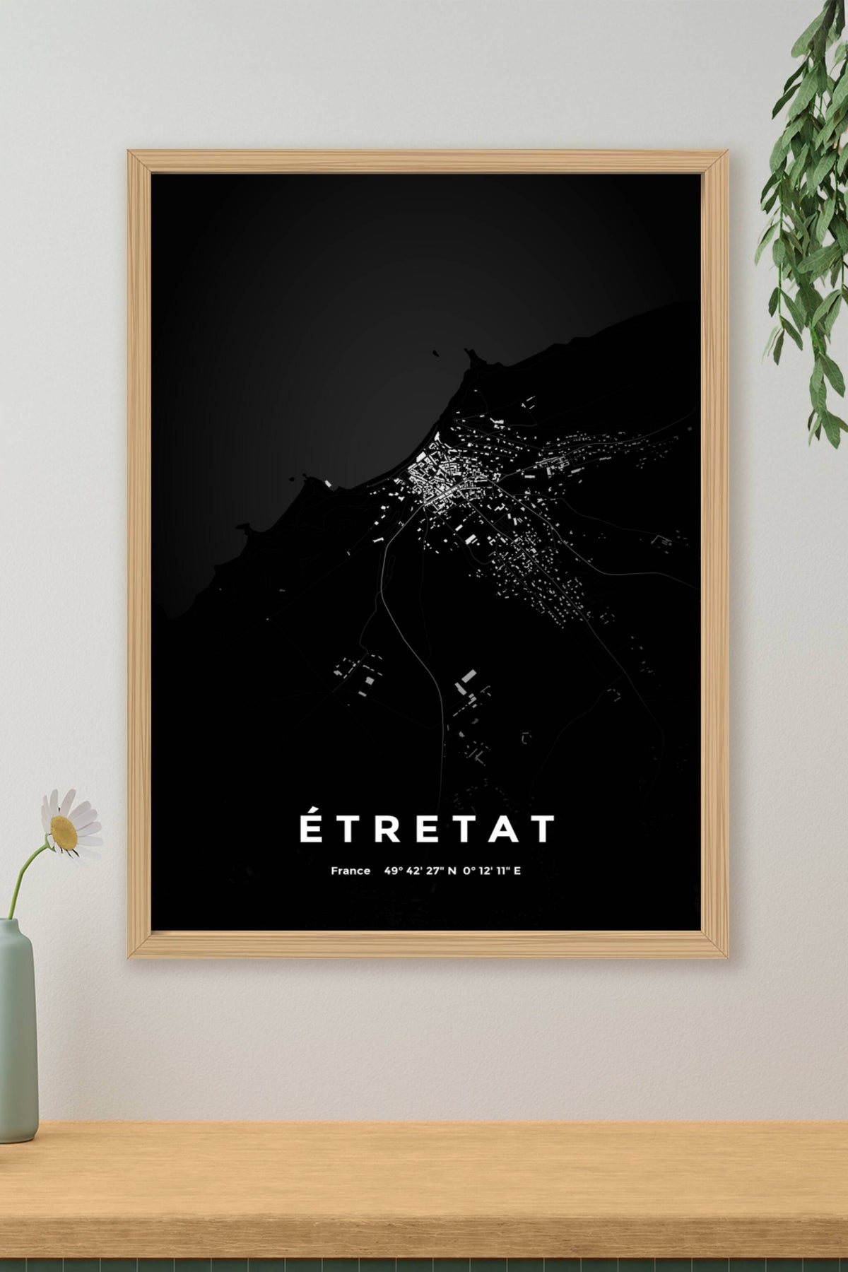 Carte d'Étretat nuit - Affiche personnalisée