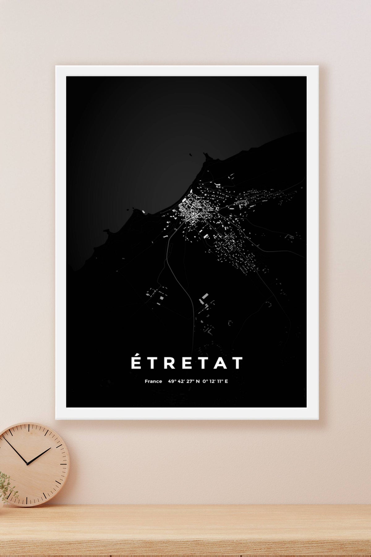 Carte d'Étretat nuit - Affiche personnalisée
