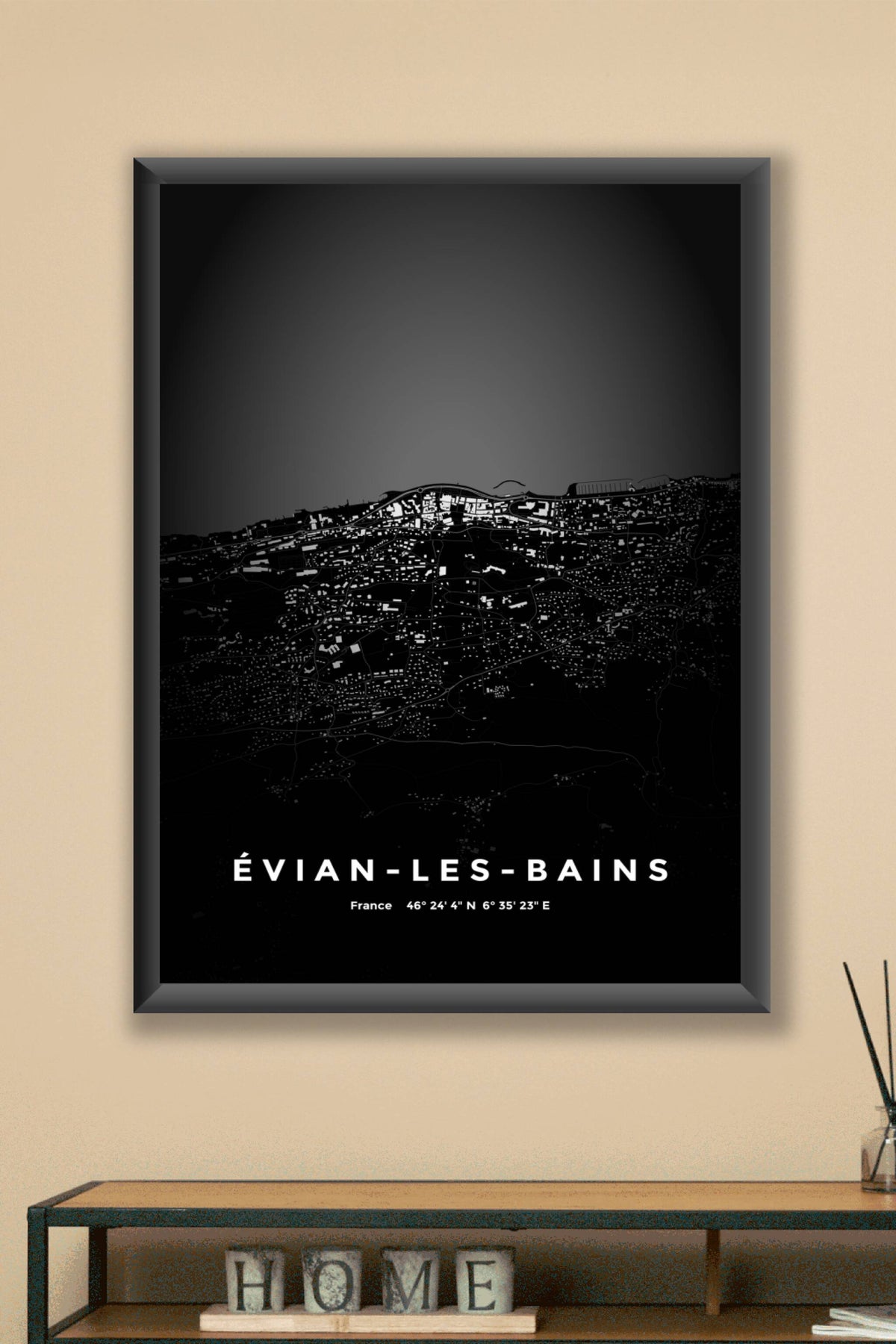 Carte d'Évian-les-Bains nuit - Affiche personnalisée
