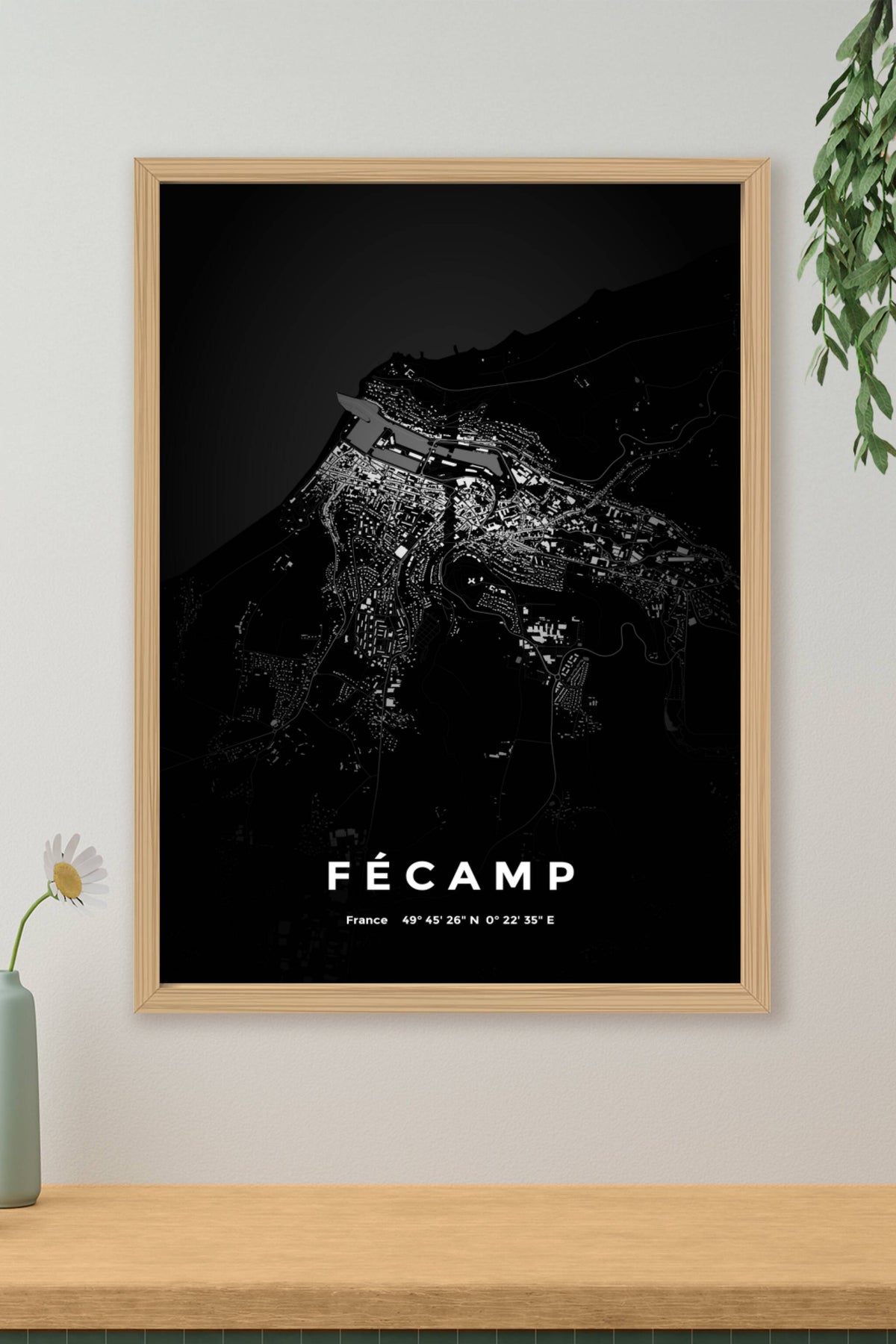 Carte de Fécamp nuit - Affiche personnalisée