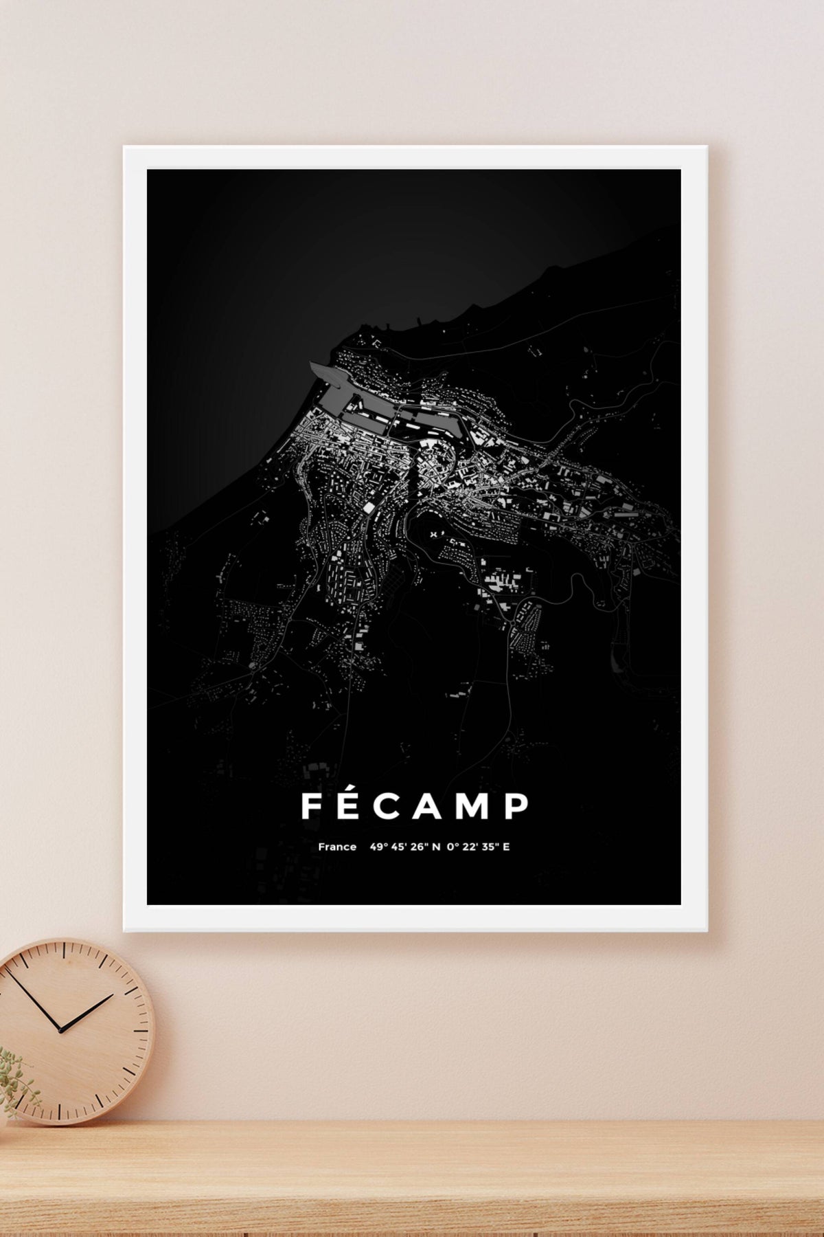 Carte de Fécamp nuit - Affiche personnalisée