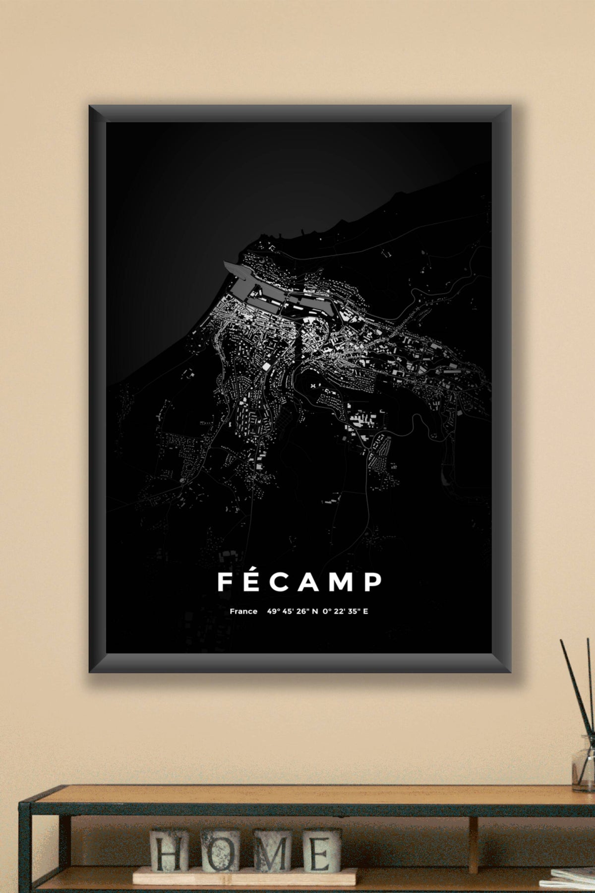 Carte de Fécamp nuit - Affiche personnalisée