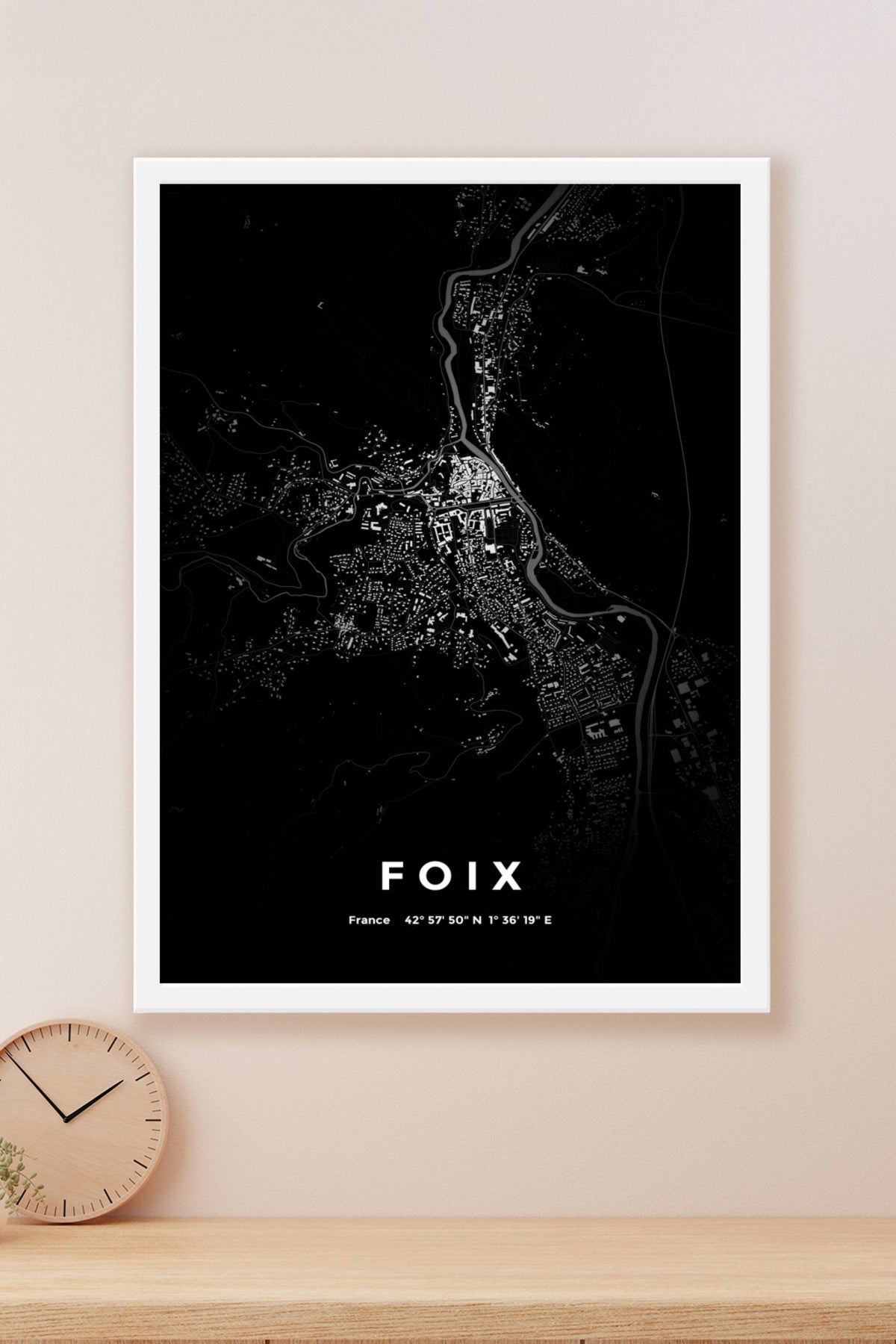 Carte de Foix nuit - Affiche personnalisée