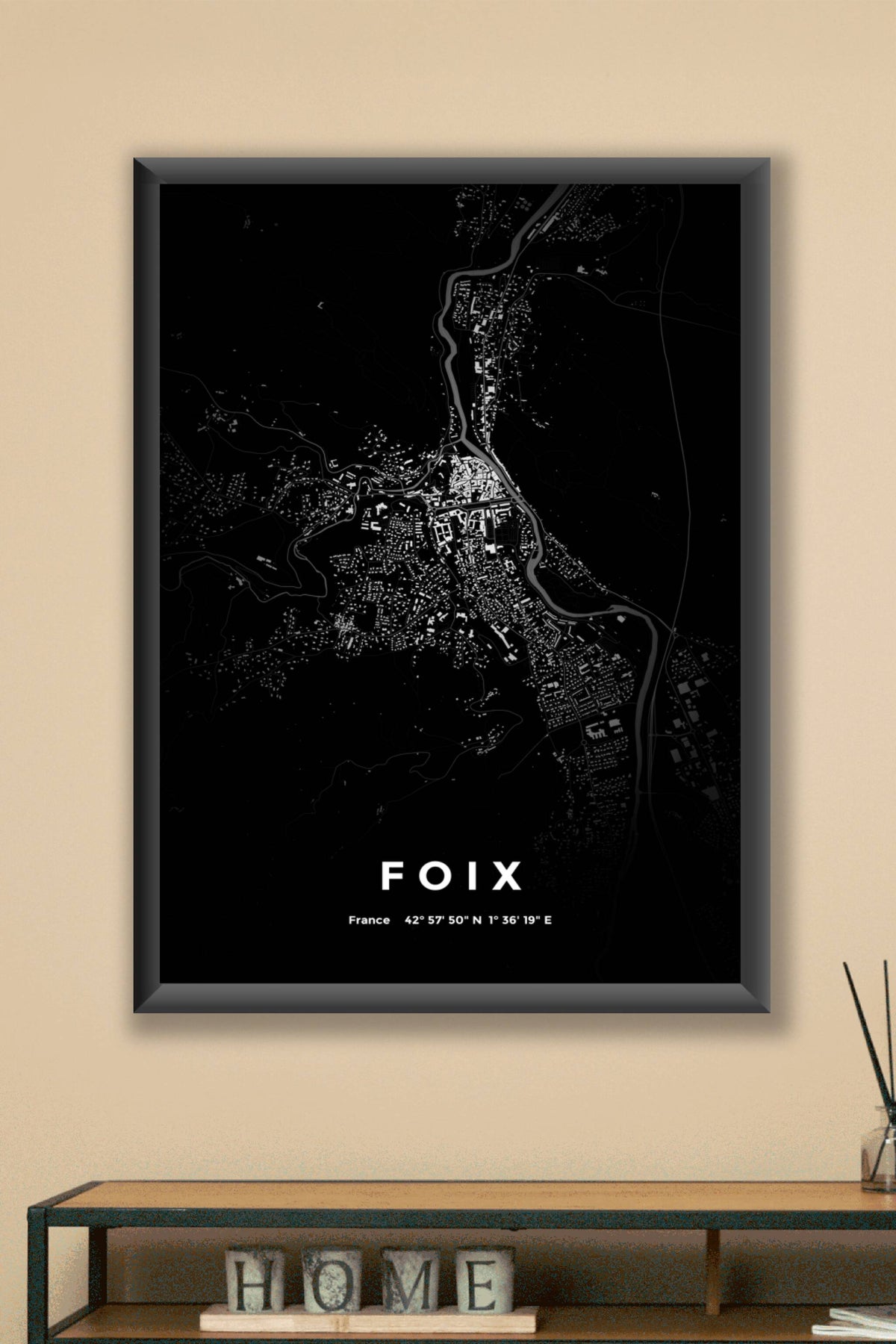 Carte de Foix nuit - Affiche personnalisée