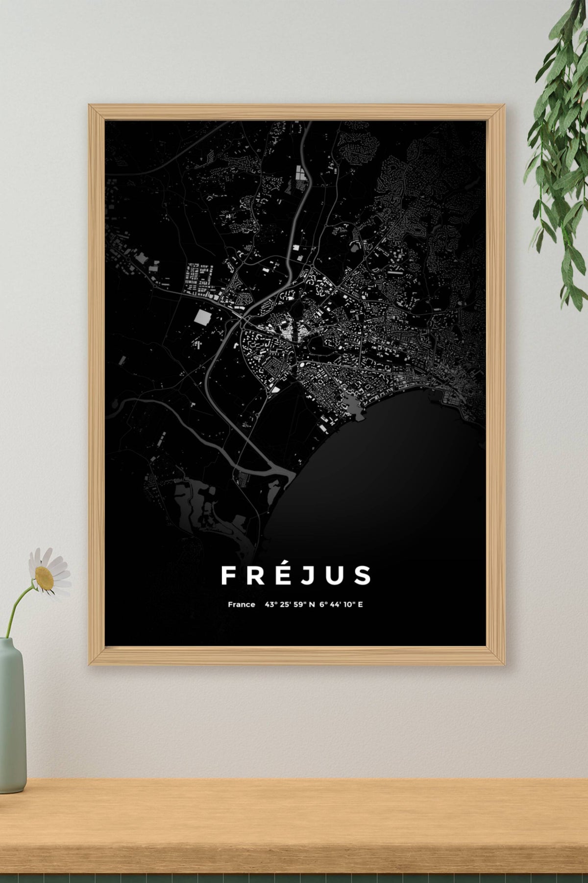Carte de Fréjus nuit - Affiche personnalisée