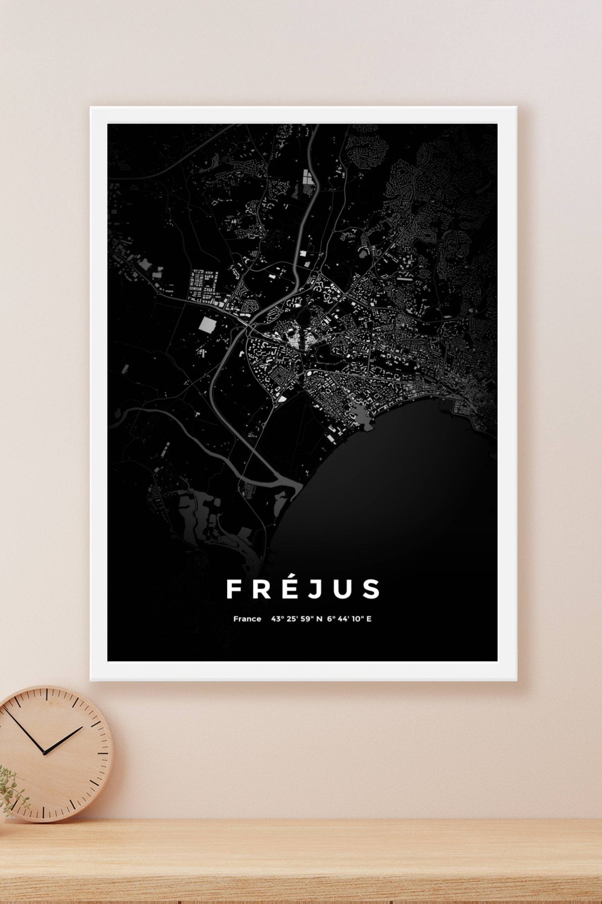 Carte de Fréjus nuit - Affiche personnalisée