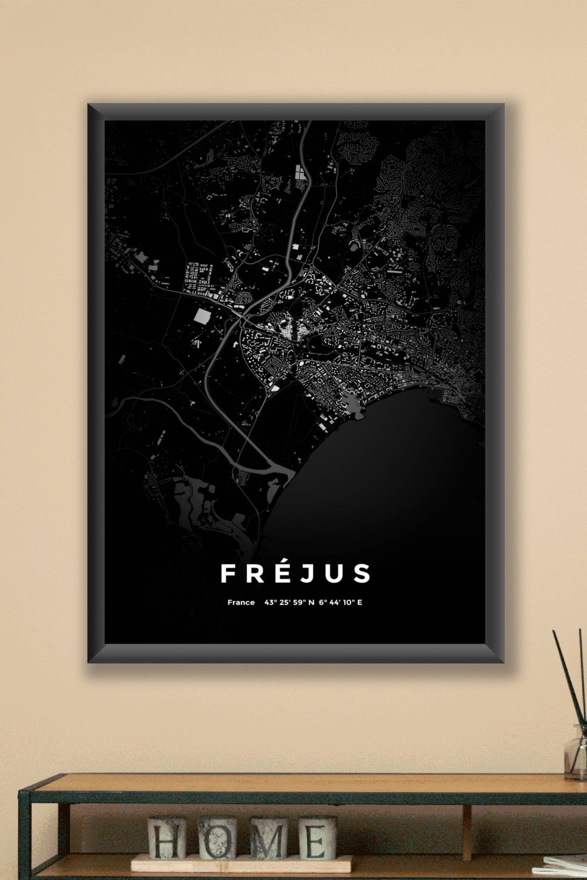 Carte de Fréjus nuit - Affiche personnalisée