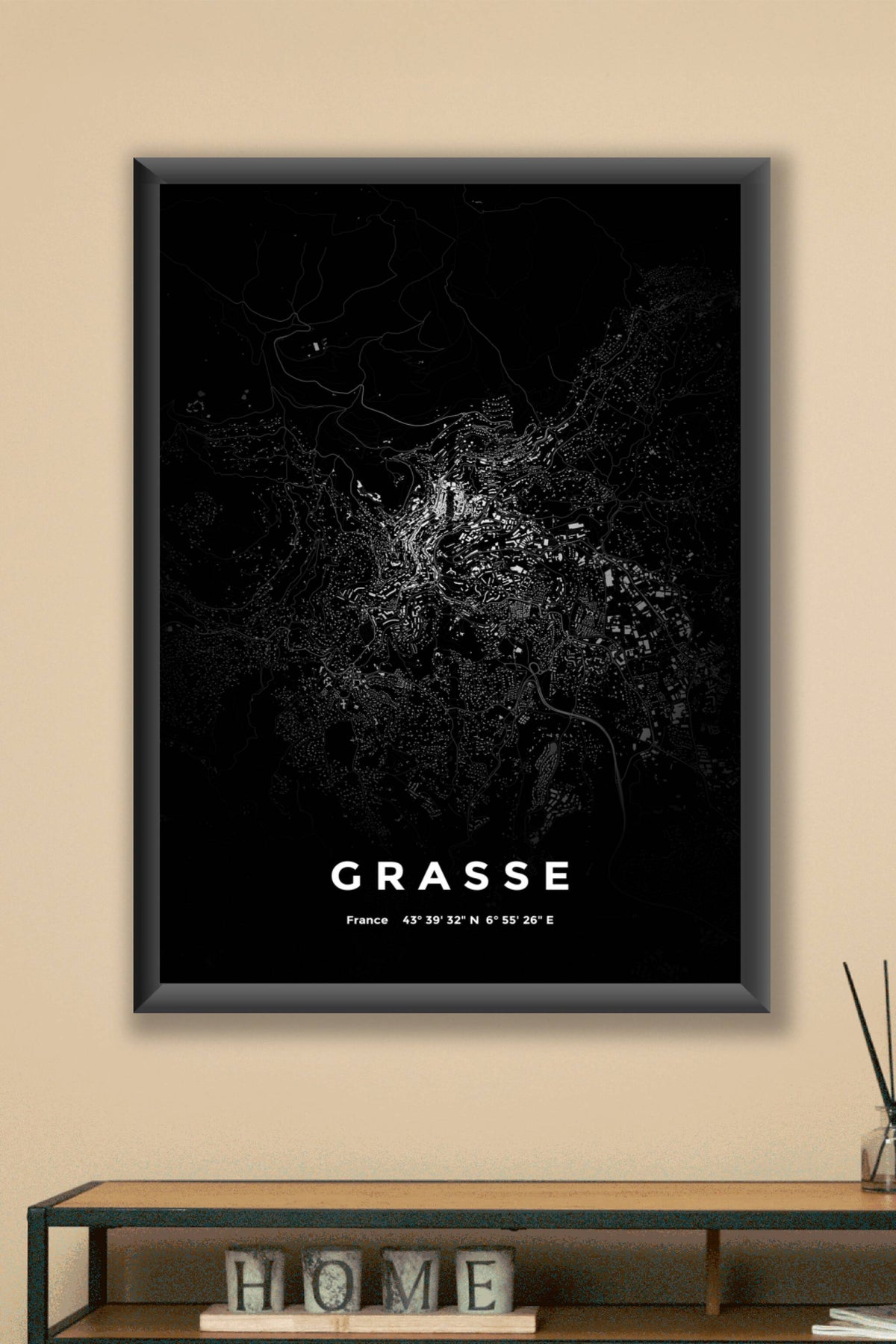 Carte de Grasse nuit - Affiche personnalisée