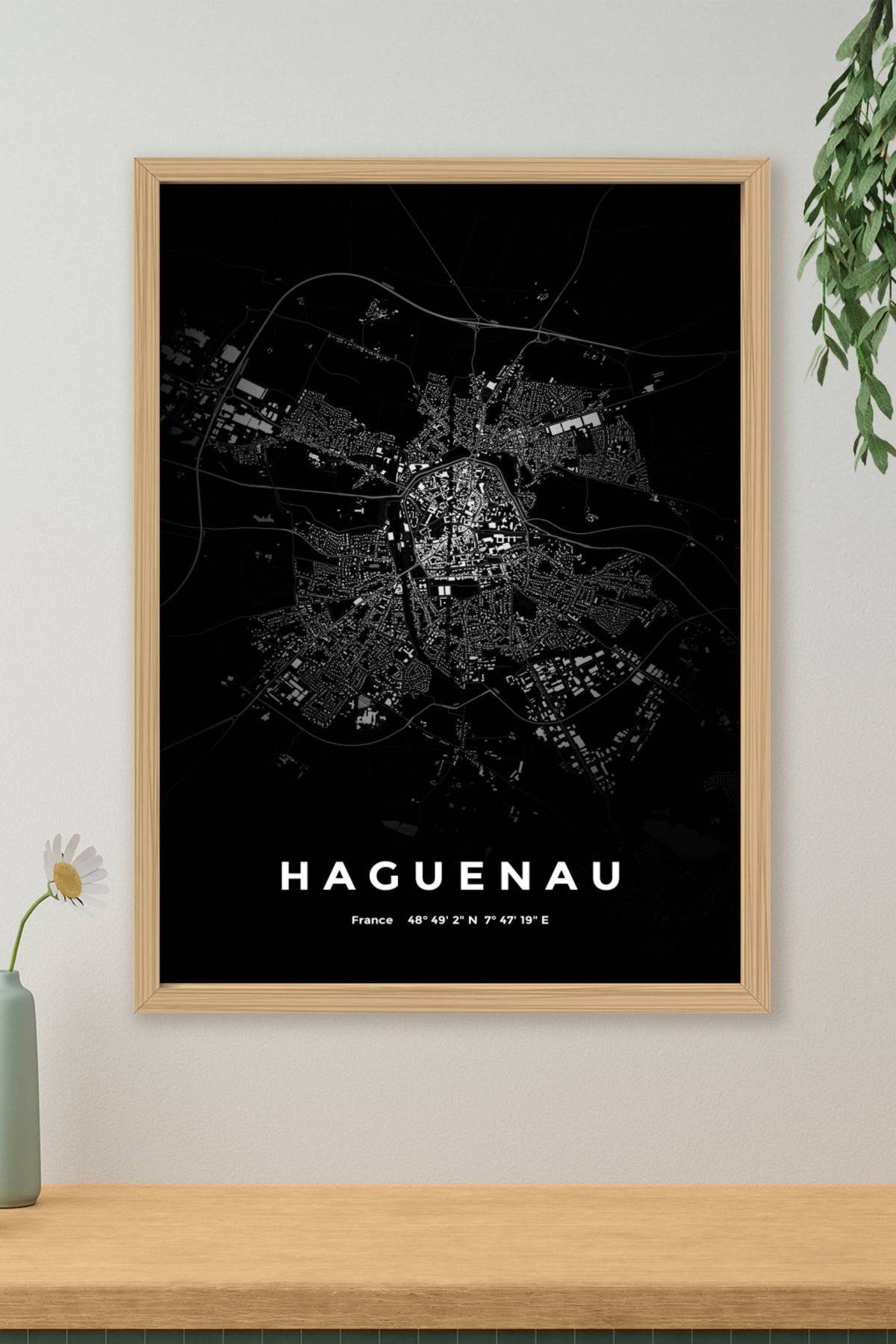 Carte d'Haguenau nuit - Affiche personnalisée