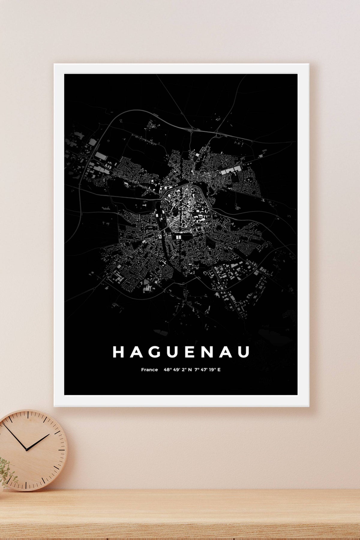 Carte d'Haguenau nuit - Affiche personnalisée