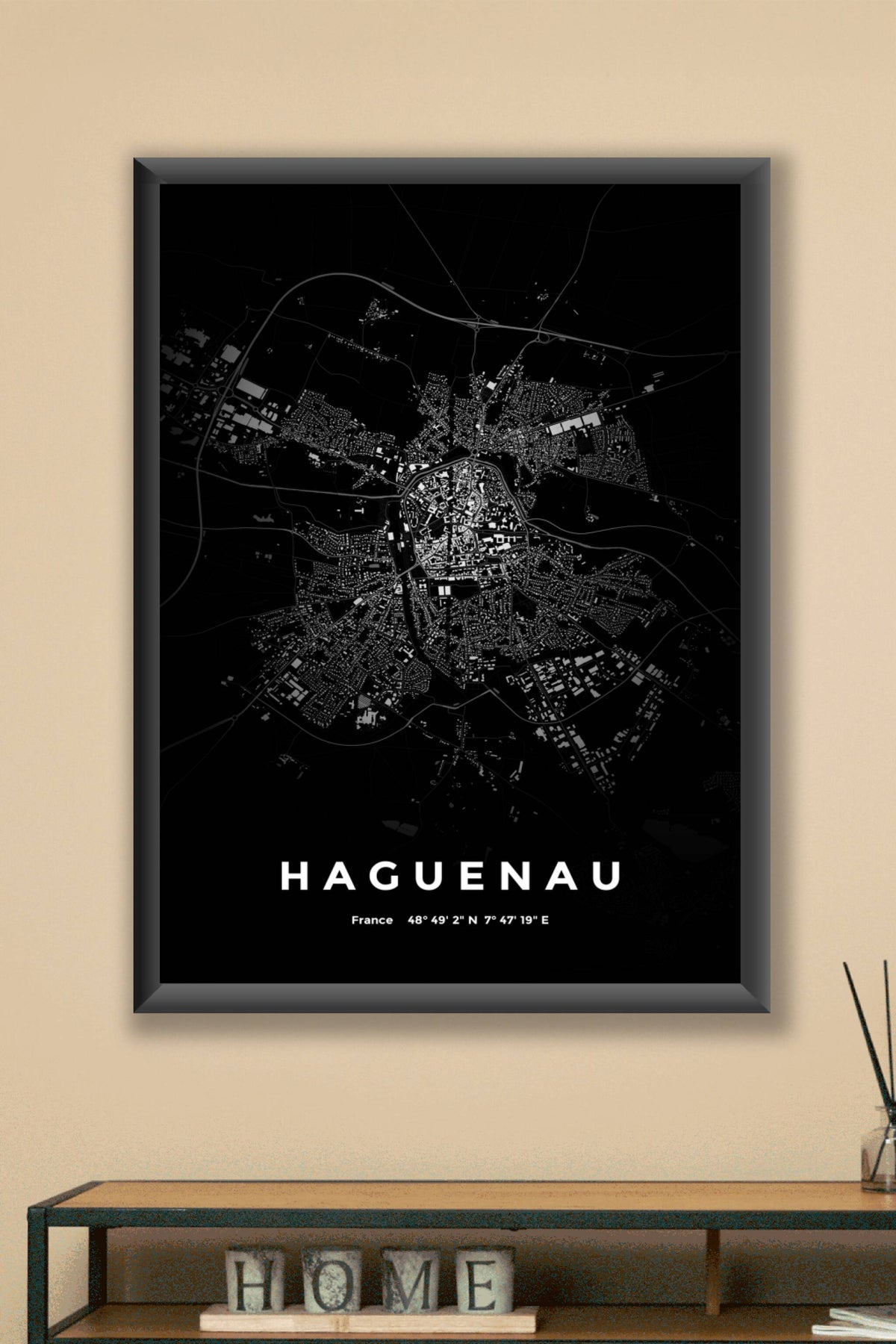 Carte d'Haguenau nuit - Affiche personnalisée