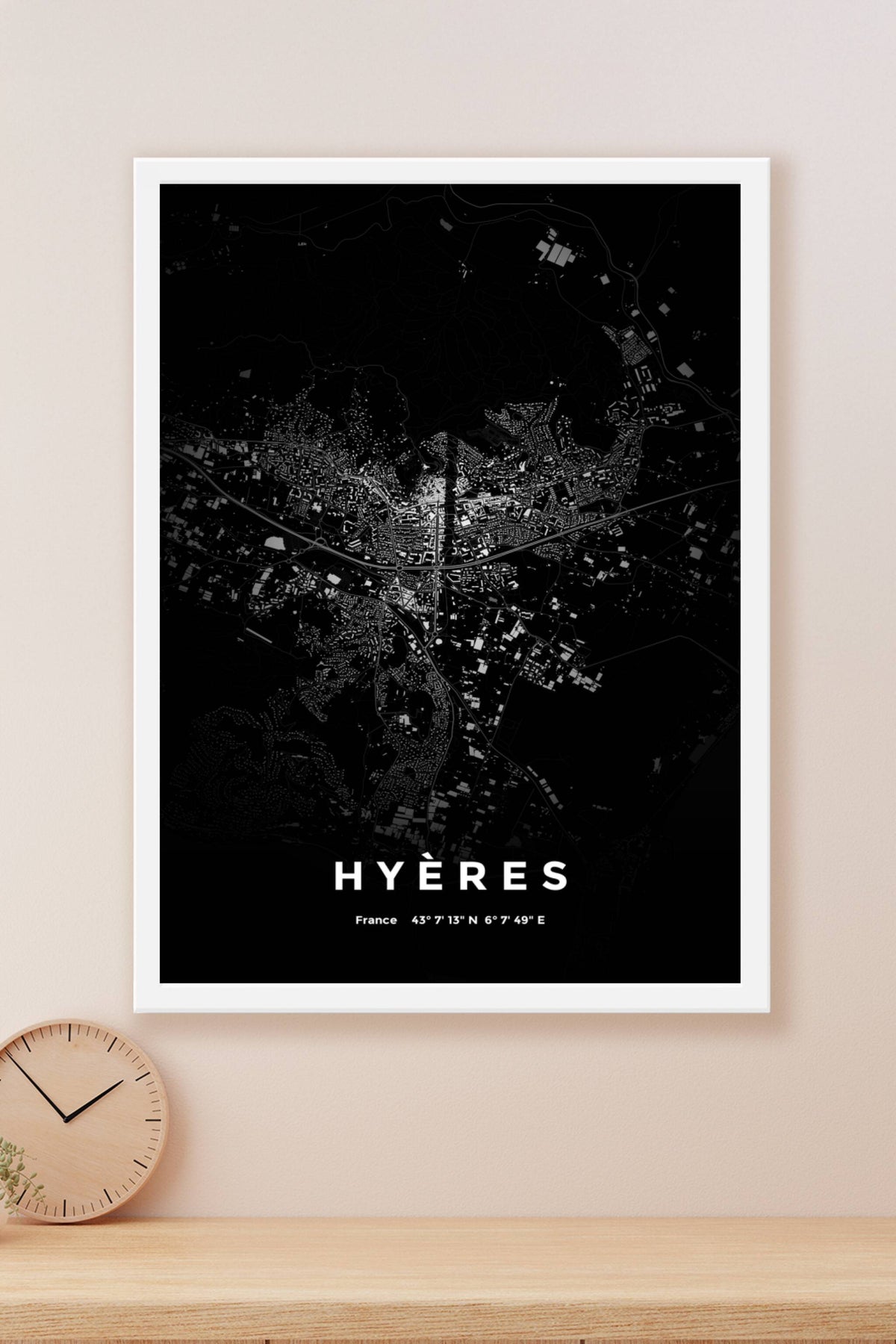 Carte d'Hyères nuit - Affiche personnalisée