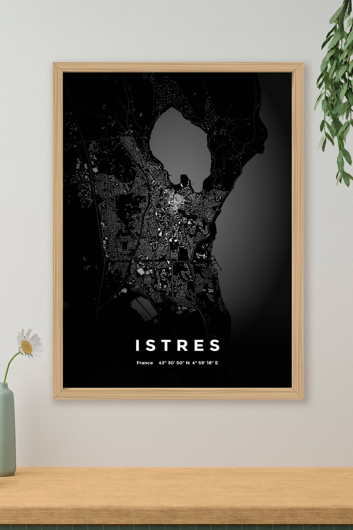 Carte d'Istres nuit - Affiche personnalisée
