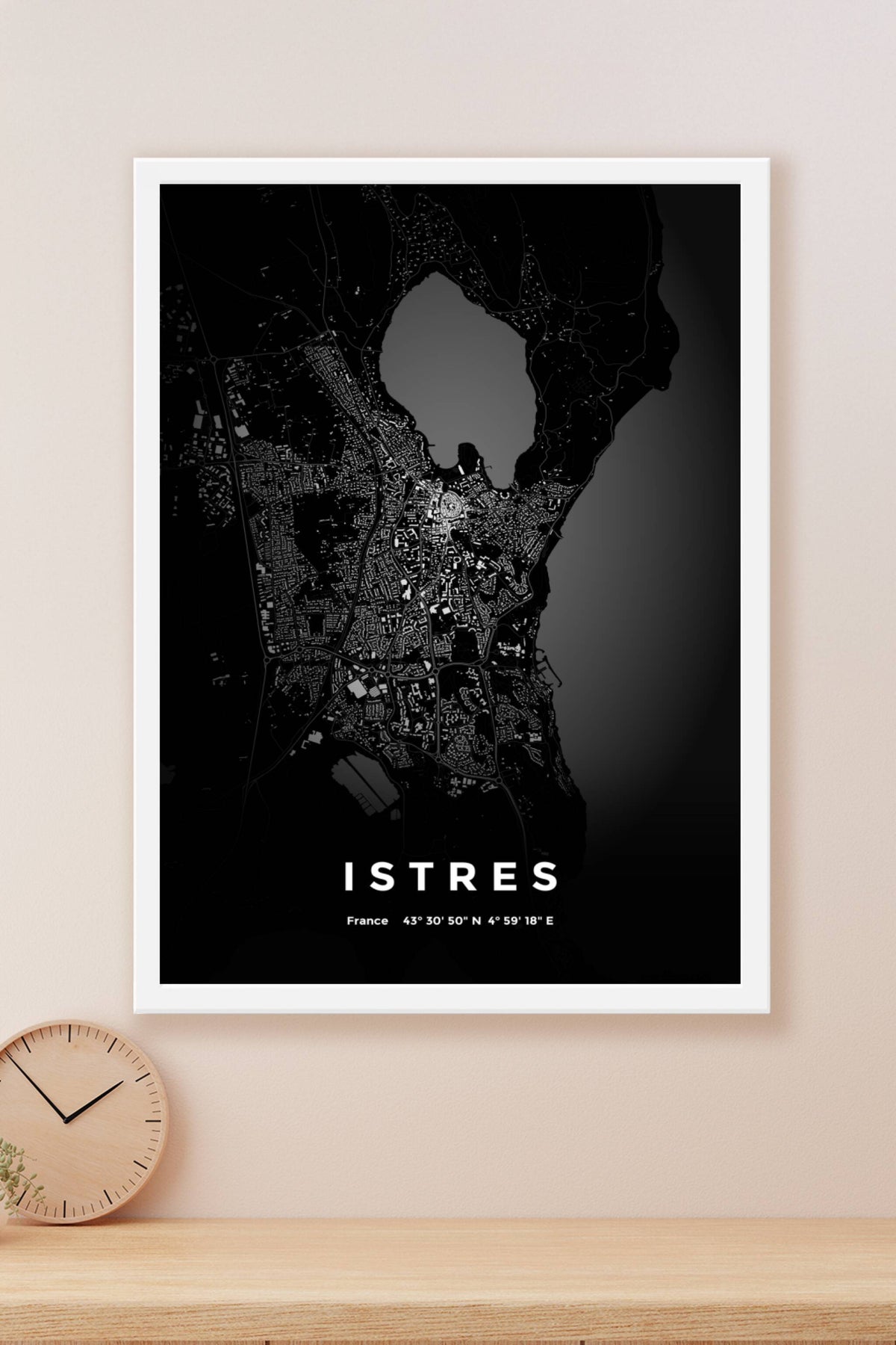 Carte d'Istres nuit - Affiche personnalisée