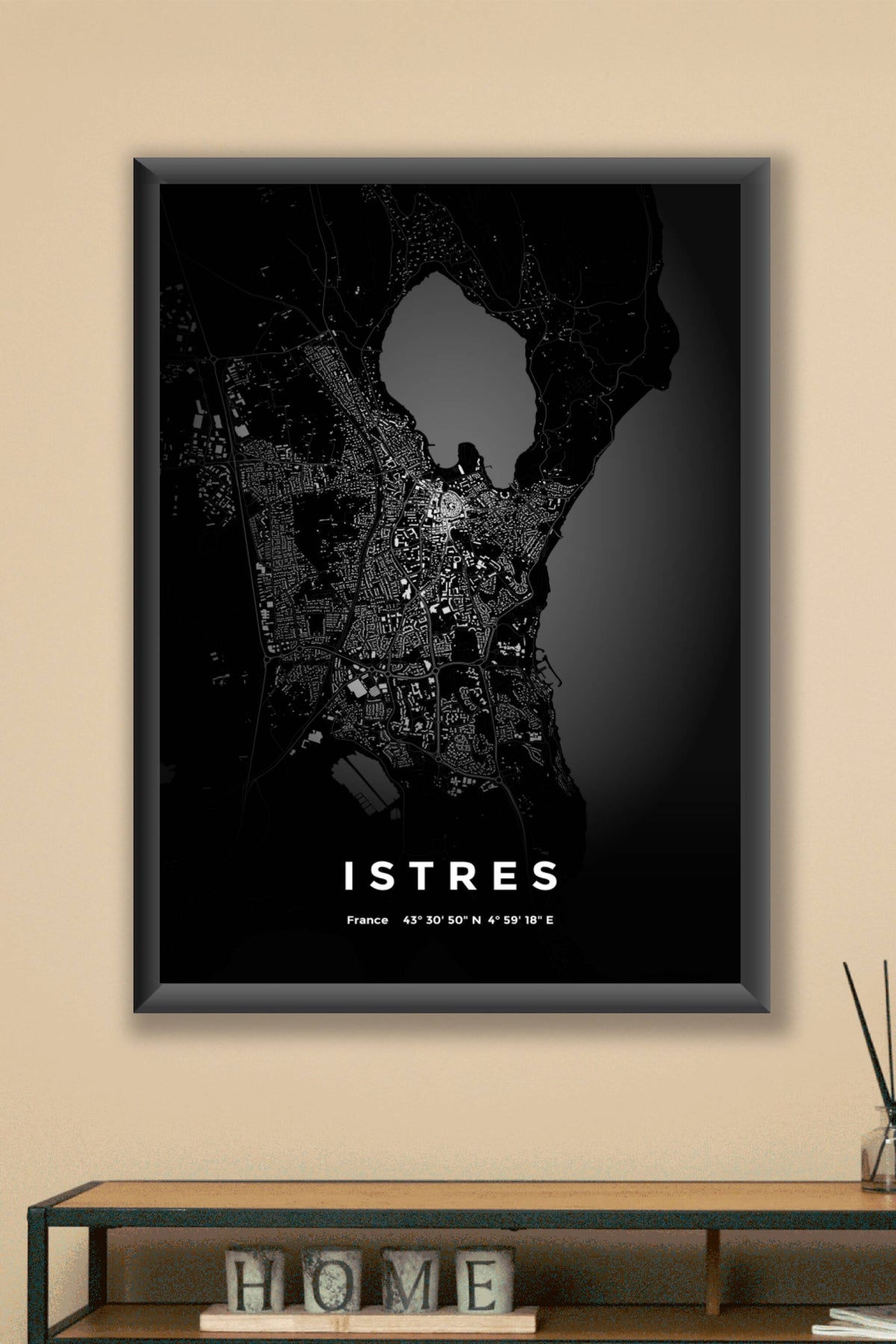 Carte d'Istres nuit - Affiche personnalisée
