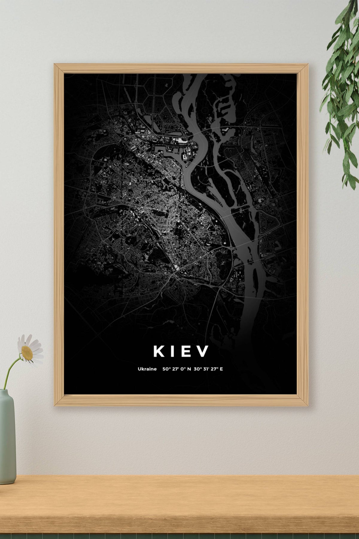 Carte de Kiev nuit - Affiche personnalisée