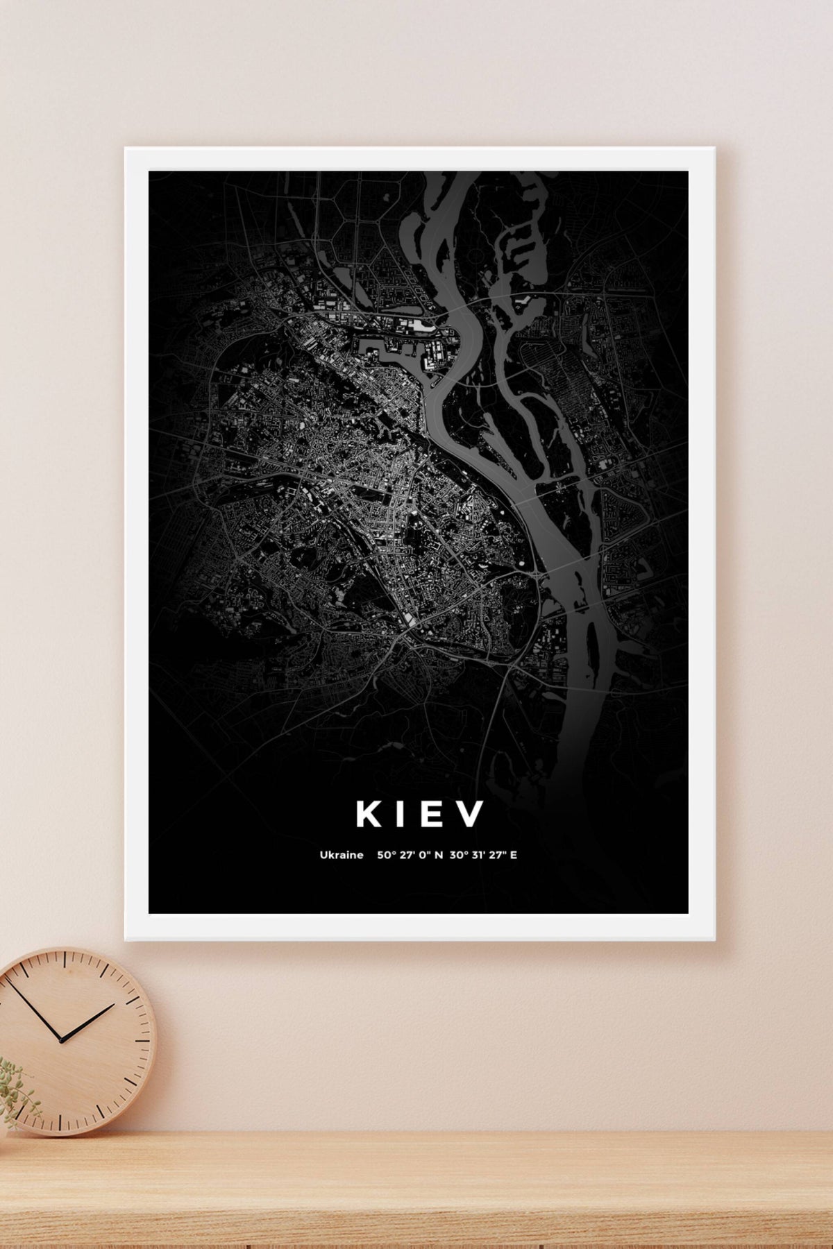 Carte de Kiev nuit - Affiche personnalisée