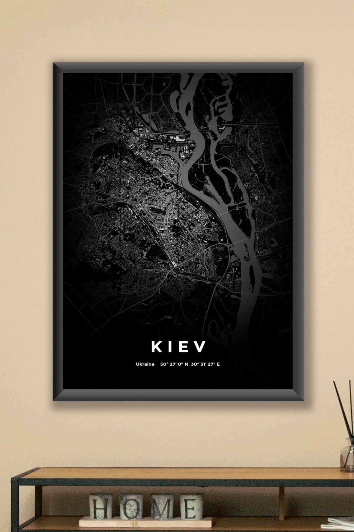 Carte de Kiev nuit - Affiche personnalisée