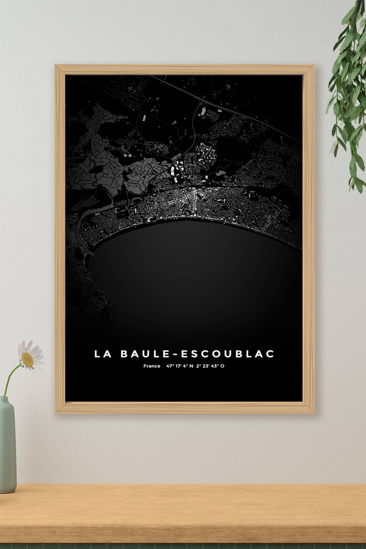 Carte de La Baule-Escoublac nuit - Affiche personnalisée