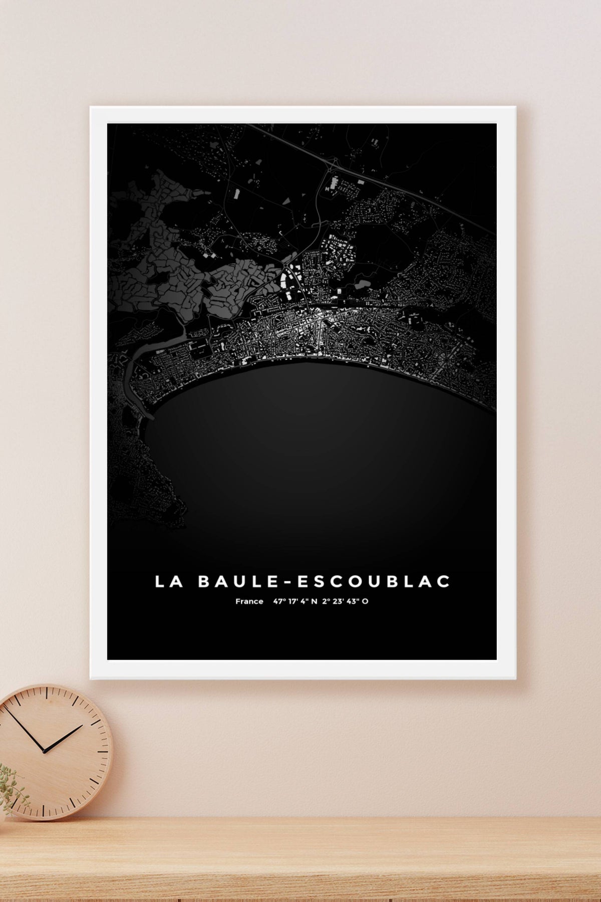 Carte de La Baule-Escoublac nuit - Affiche personnalisée
