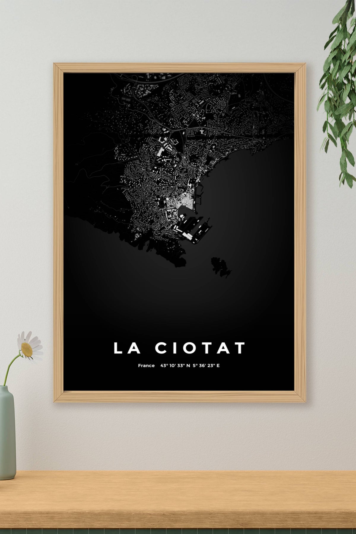 Carte de La Ciotat nuit - Affiche personnalisée