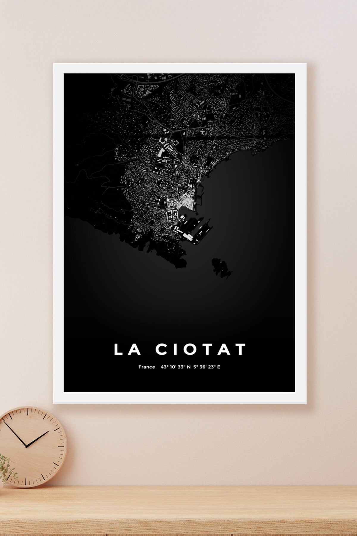 Carte de La Ciotat nuit - Affiche personnalisée