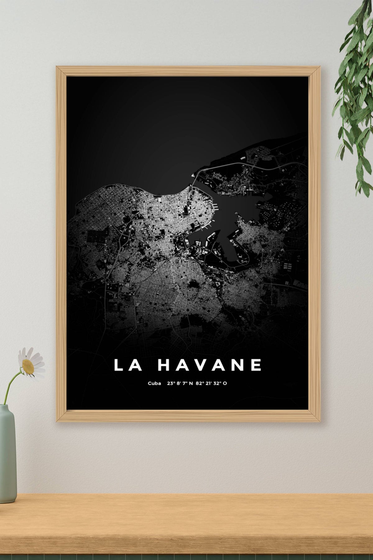 Carte de La Havane nuit - Affiche personnalisée