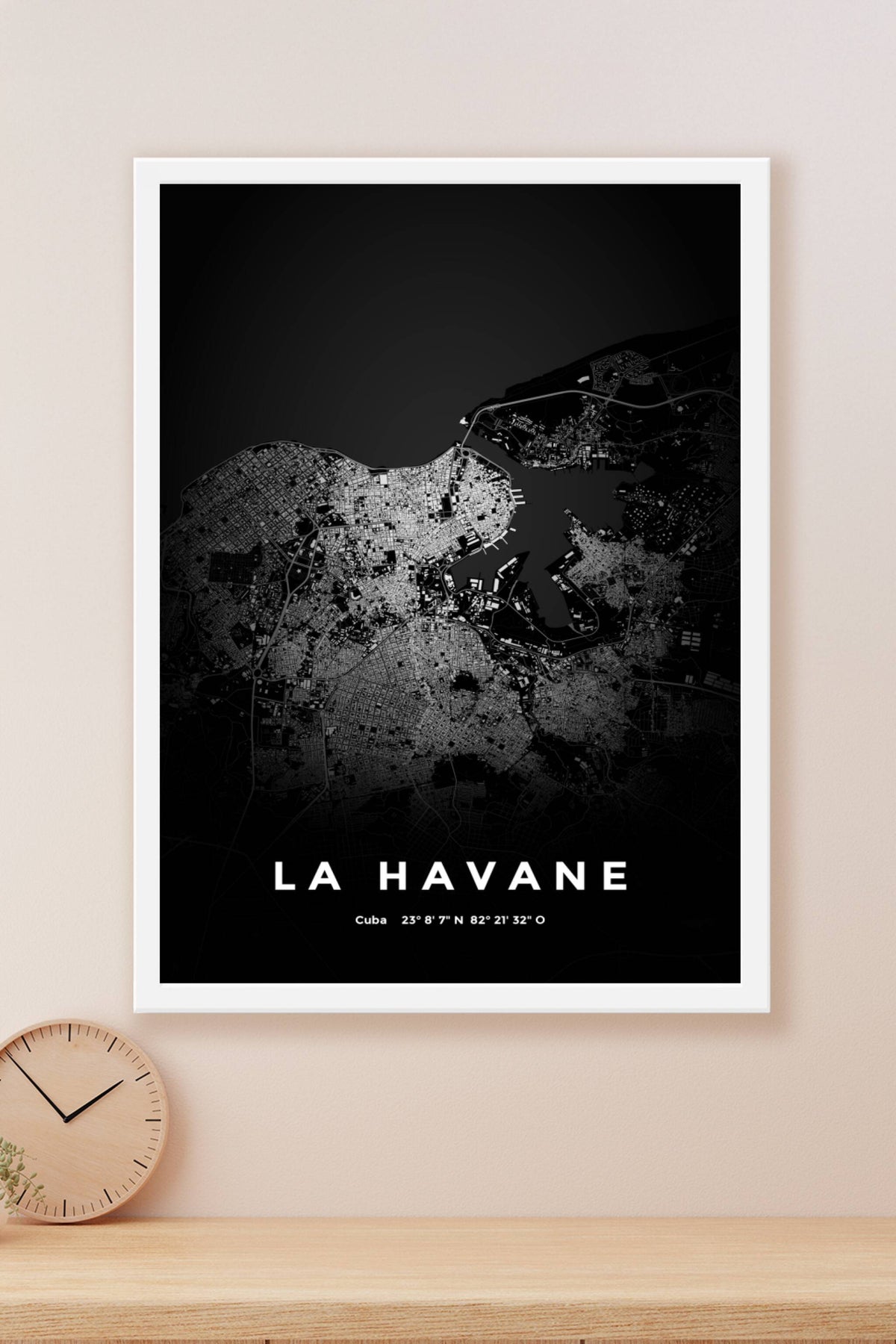Carte de La Havane nuit - Affiche personnalisée