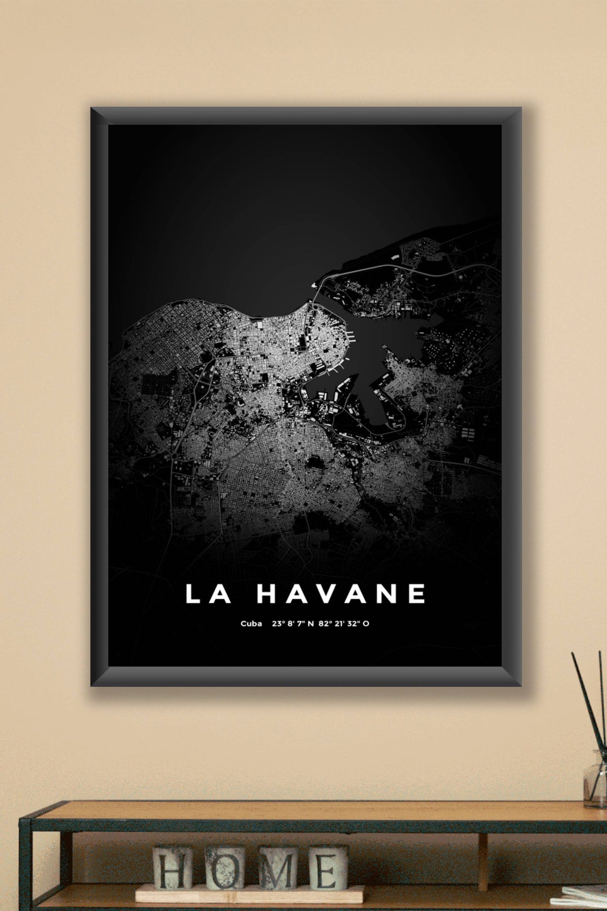 Carte de La Havane nuit - Affiche personnalisée