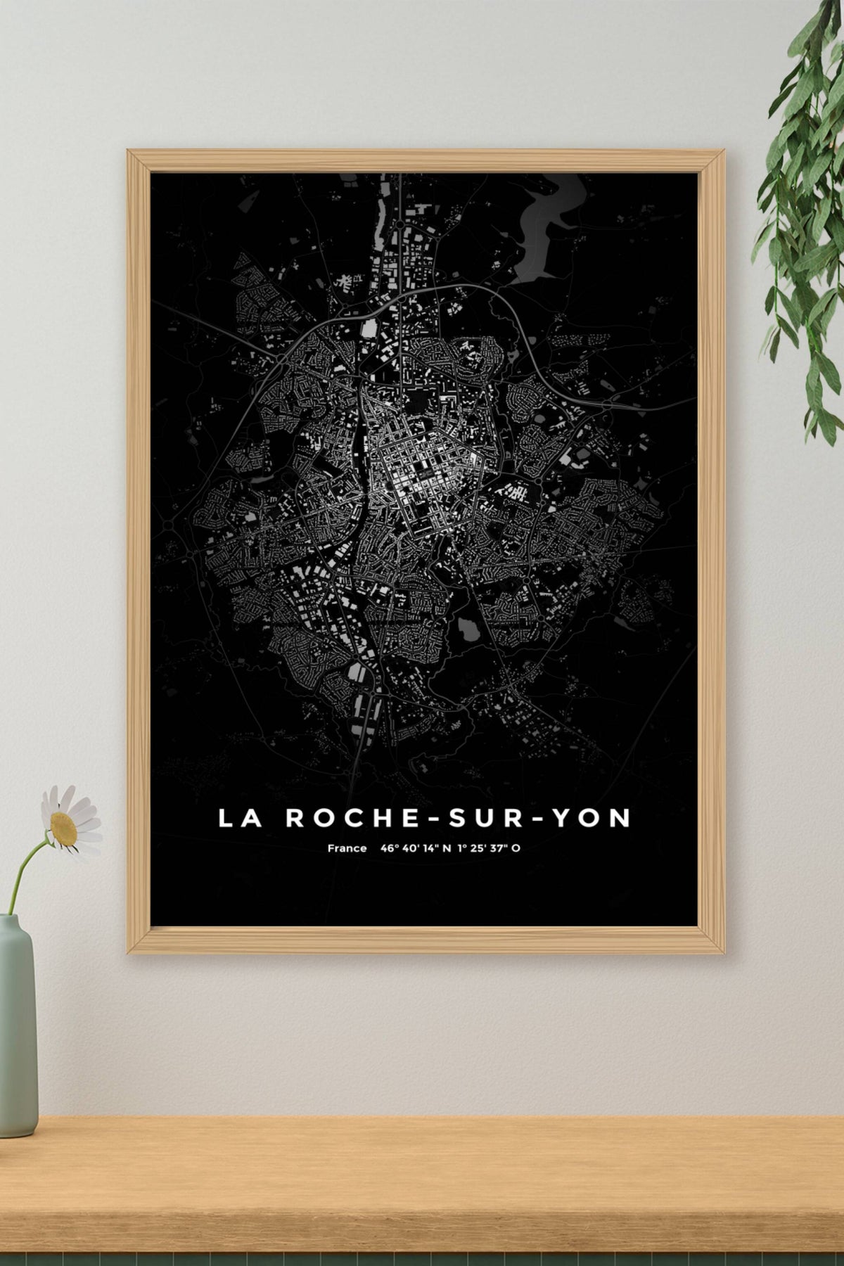 Carte de La Roche-sur-Yon nuit - Affiche personnalisée
