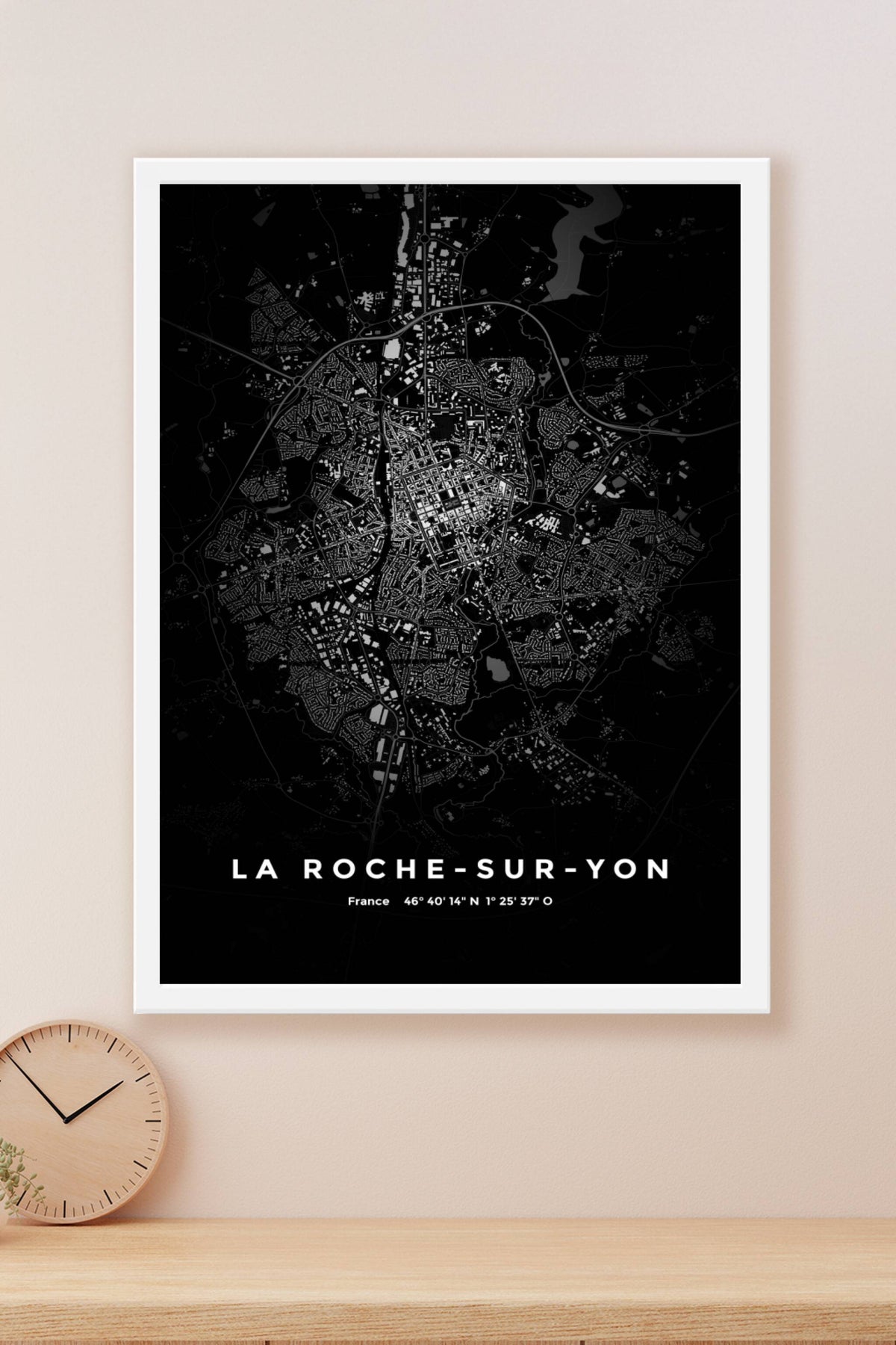 Carte de La Roche-sur-Yon nuit - Affiche personnalisée