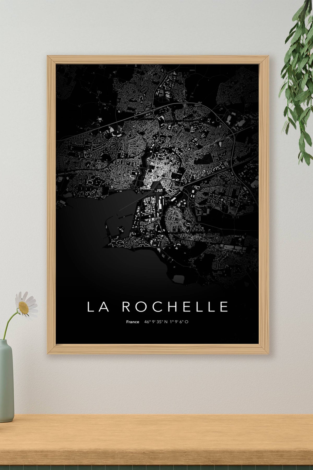 Carte de La Rochelle nuit - Affiche personnalisée