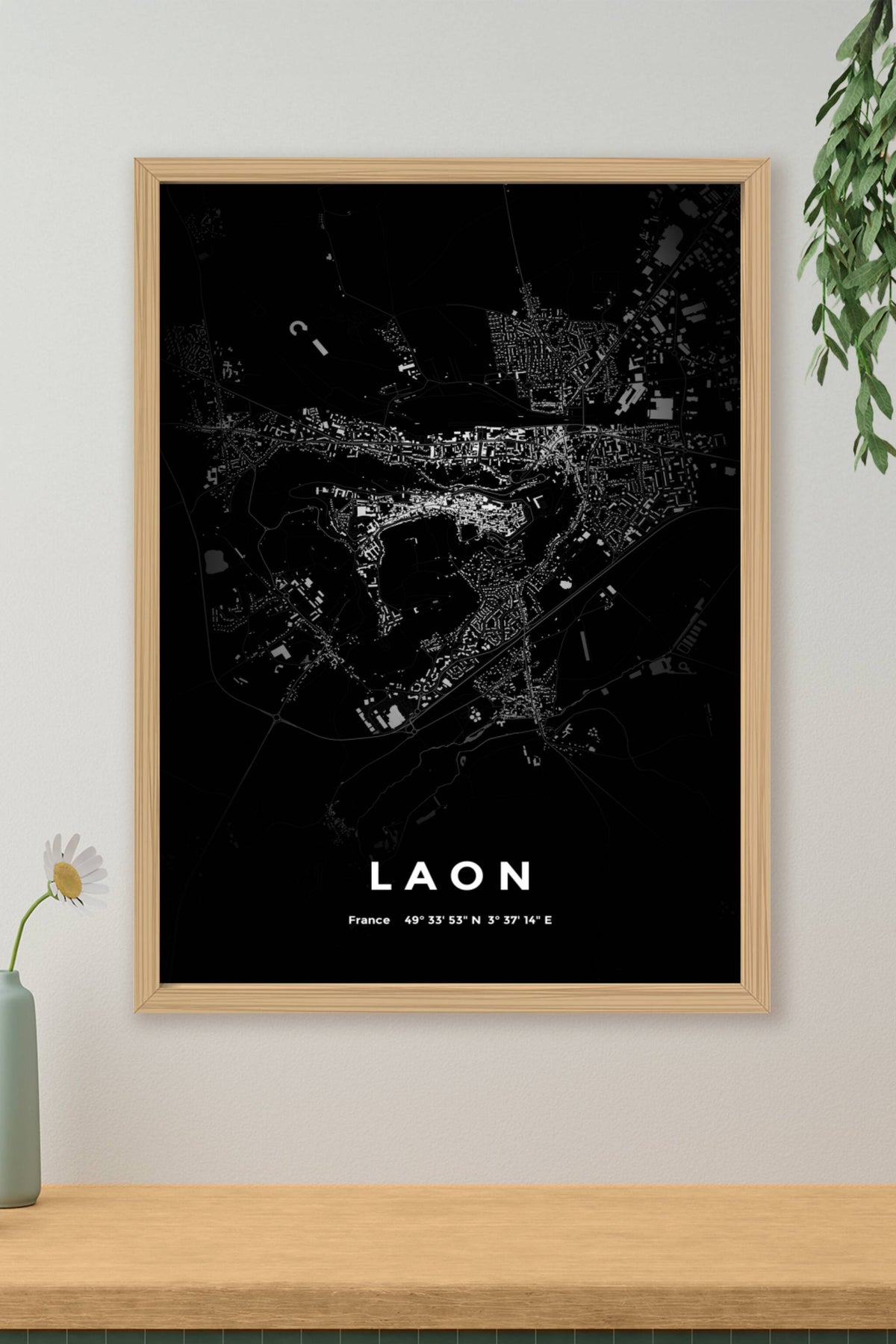 Carte de Laon nuit - Affiche personnalisée