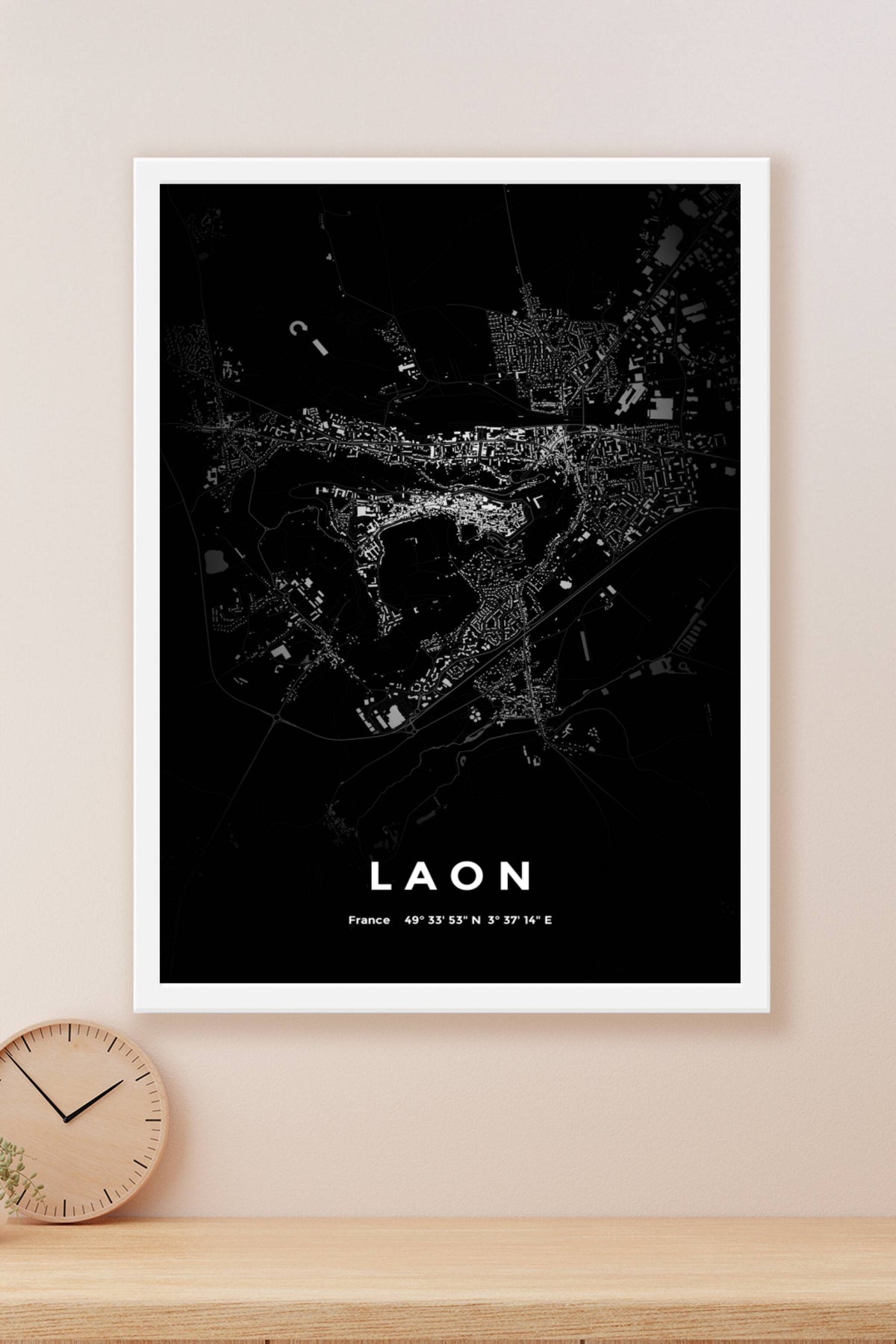 Carte de Laon nuit - Affiche personnalisée
