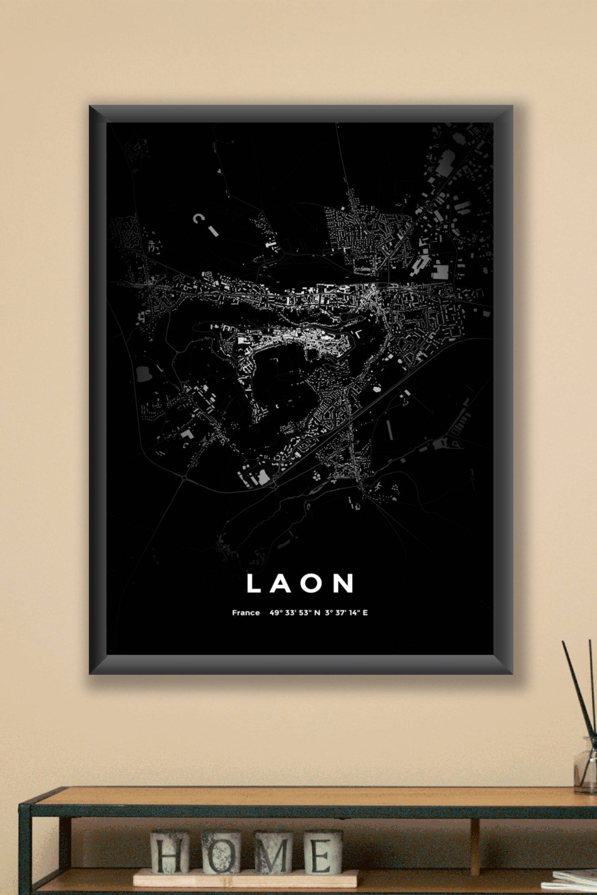 Carte de Laon nuit - Affiche personnalisée