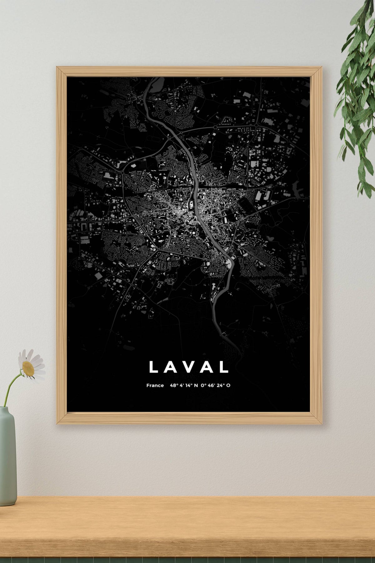 Carte de Laval nuit - Affiche personnalisée