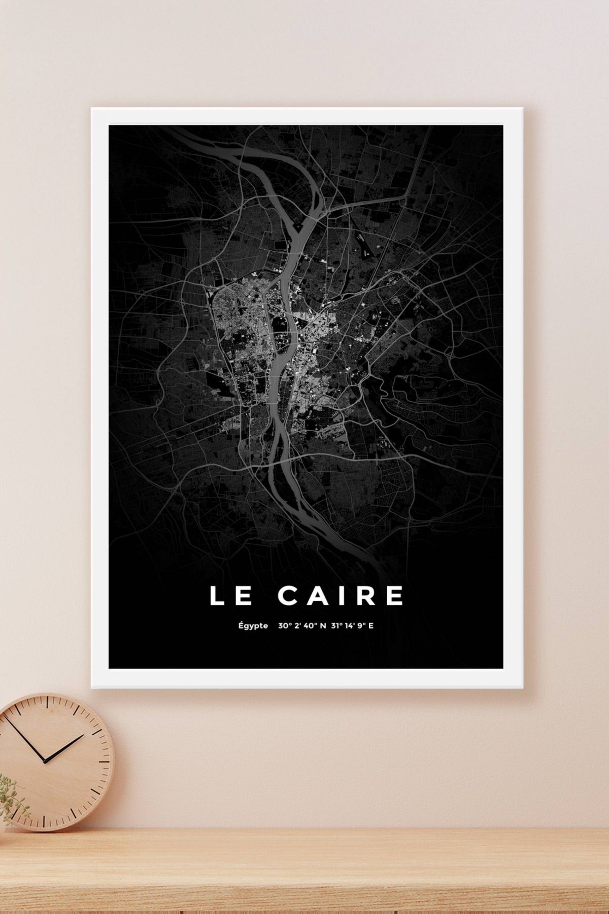 Carte du Caire nuit - Affiche personnalisée