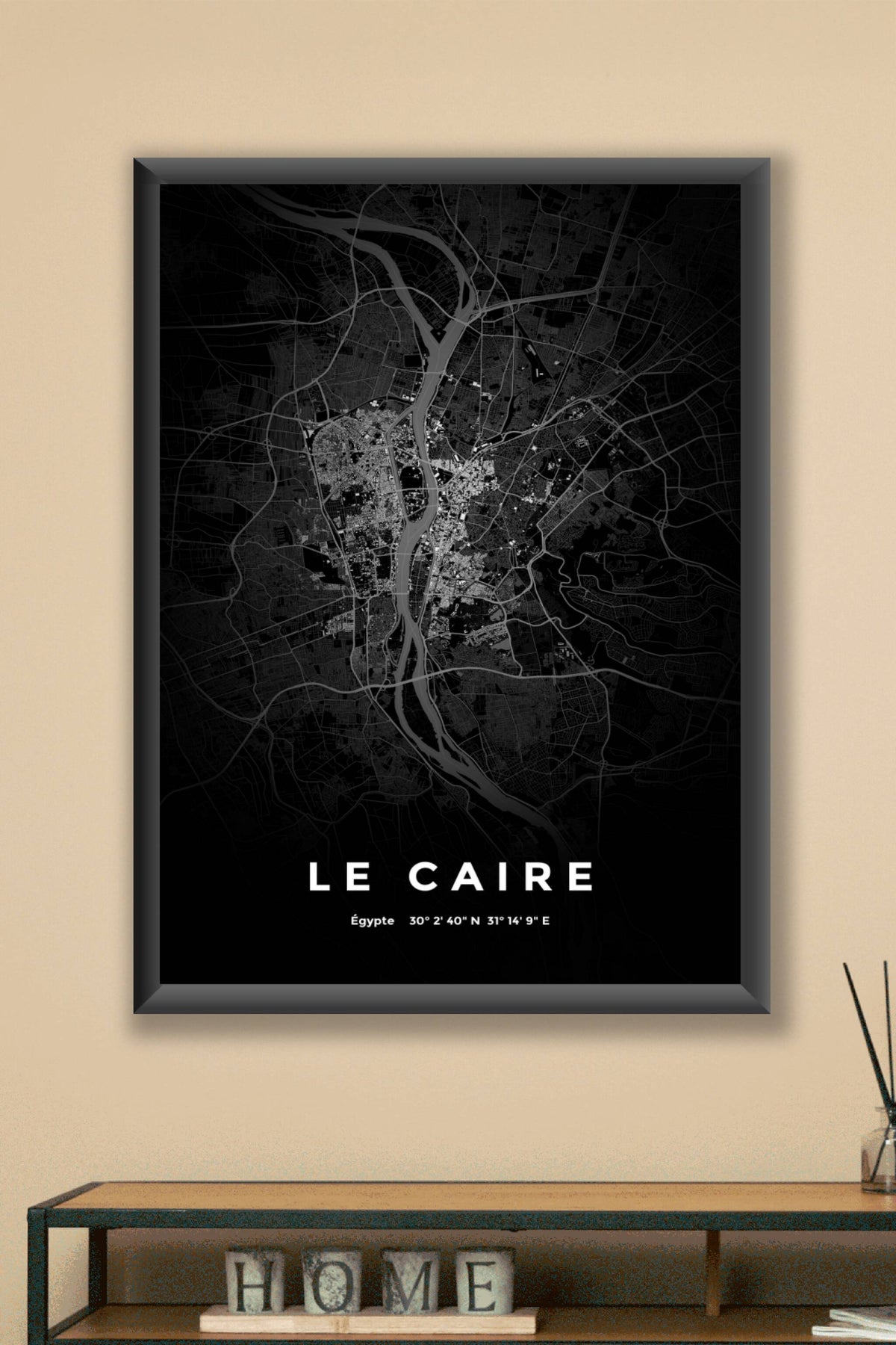 Carte du Caire nuit - Affiche personnalisée