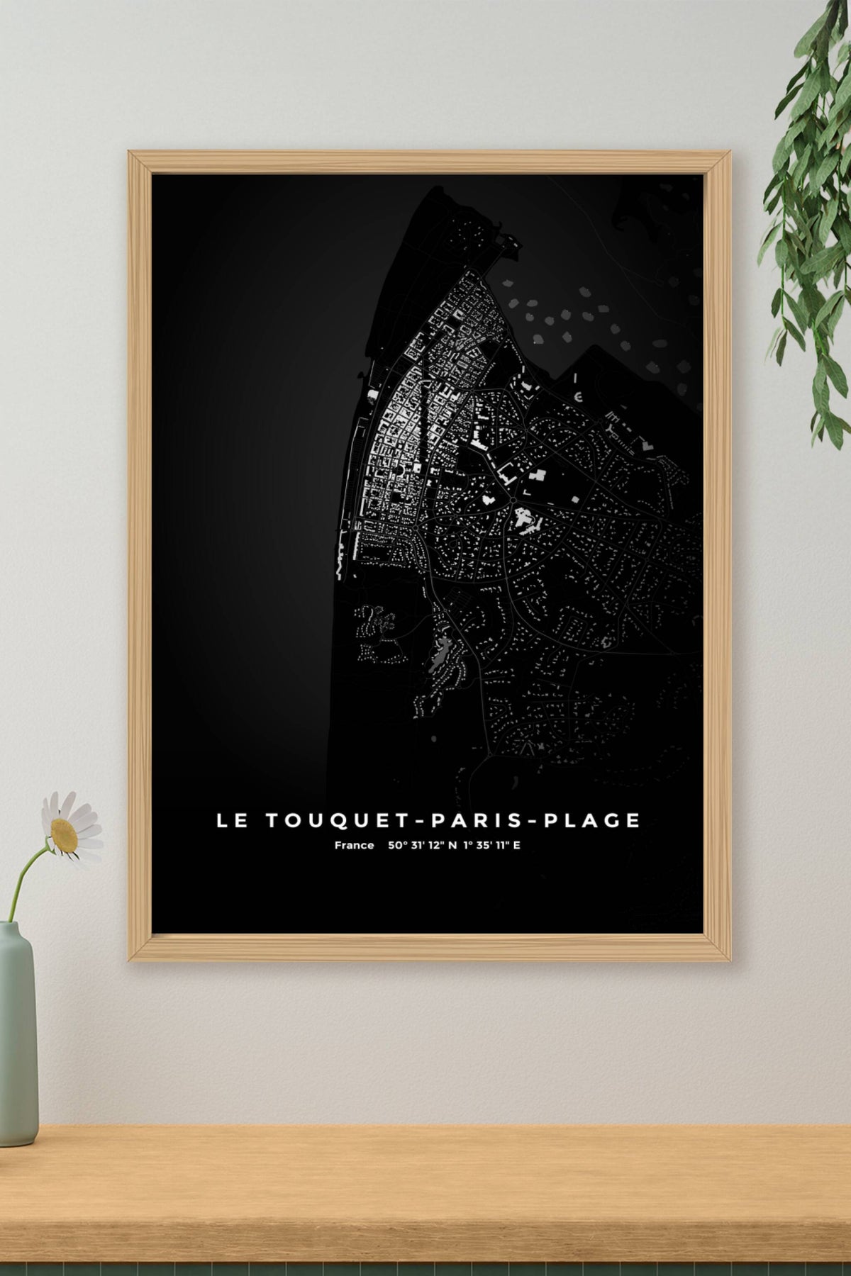 Carte de Le Touquet-Paris-Plage nuit - Affiche personnalisée