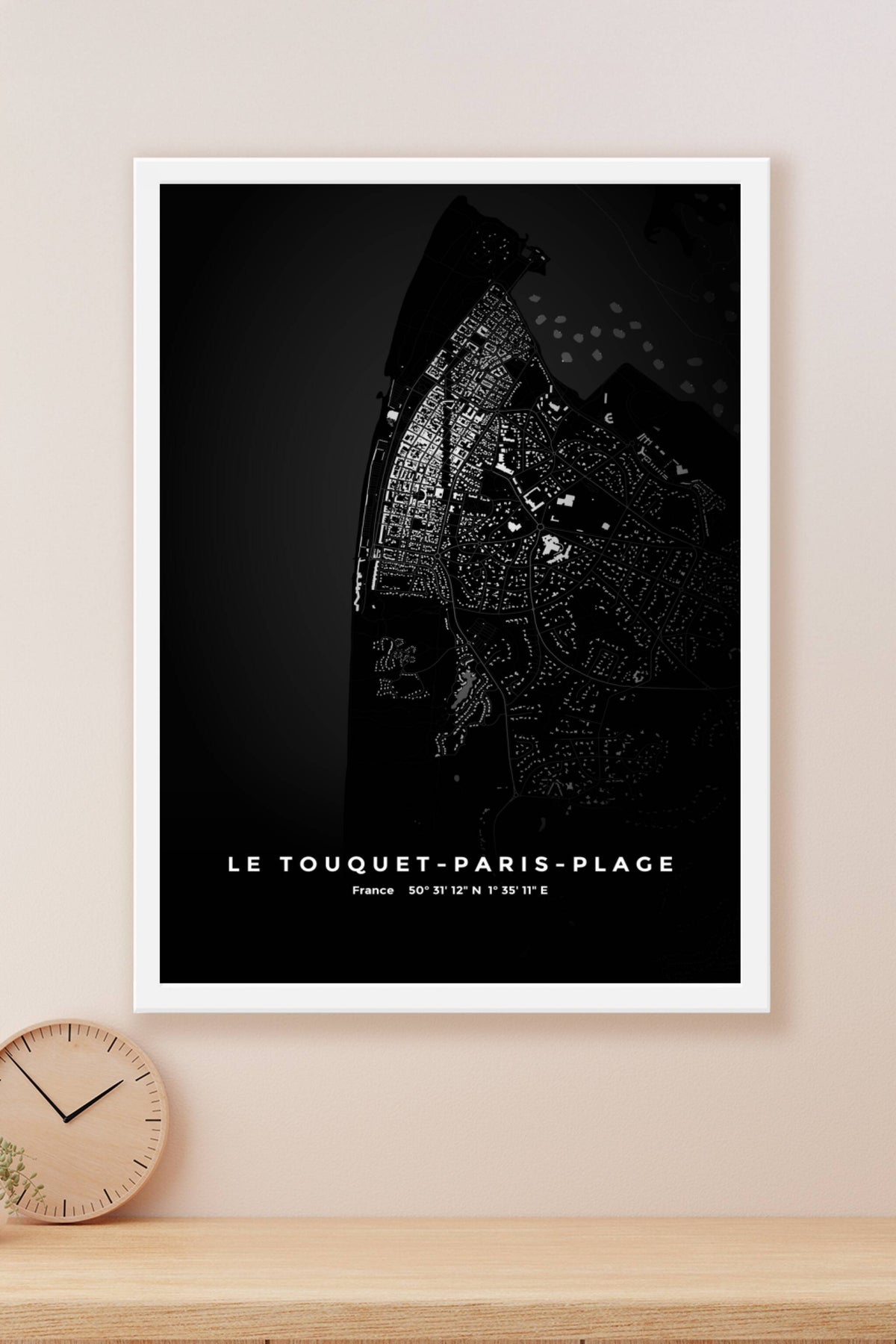 Carte de Le Touquet-Paris-Plage nuit - Affiche personnalisée