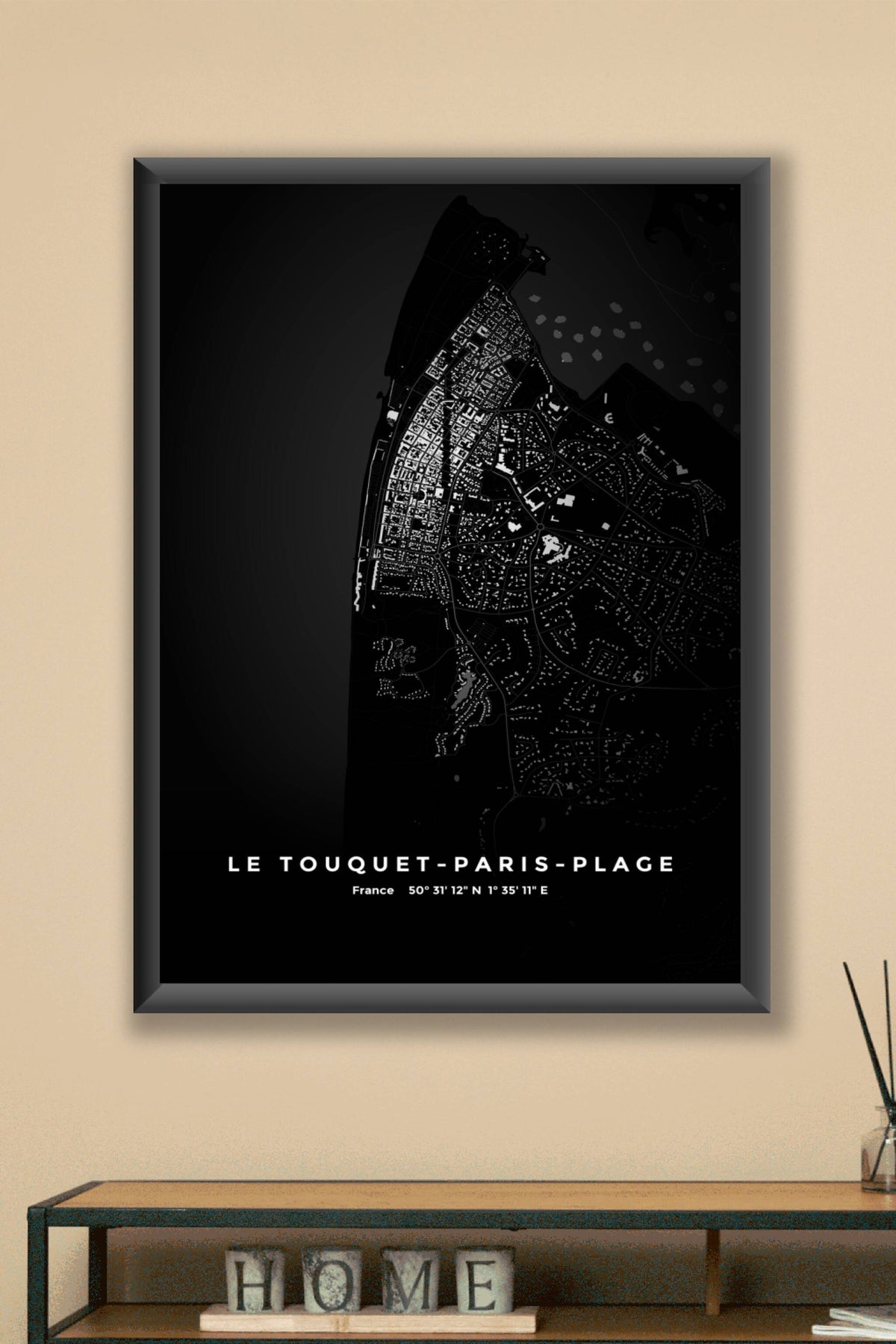 Carte de Le Touquet-Paris-Plage nuit - Affiche personnalisée