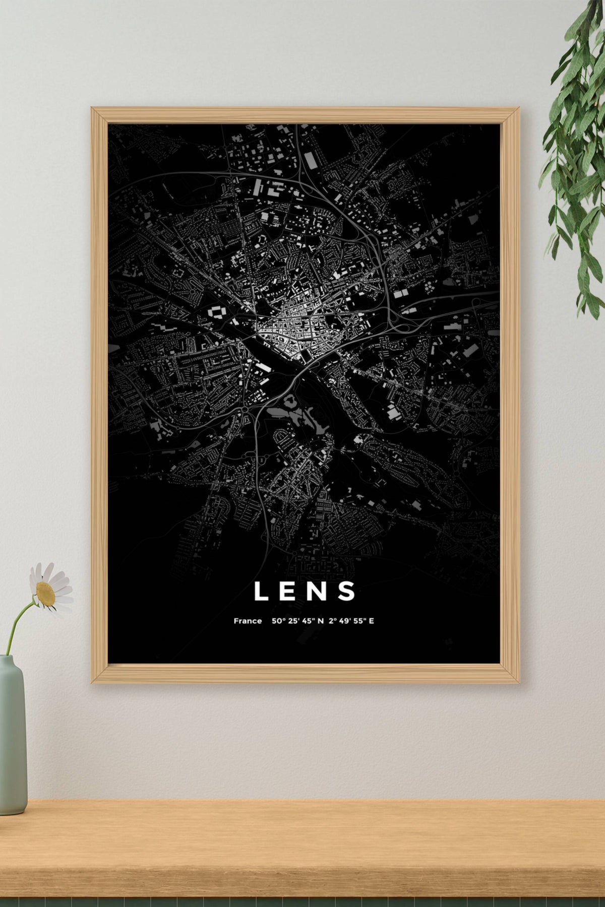Carte de Lens nuit - Affiche personnalisée