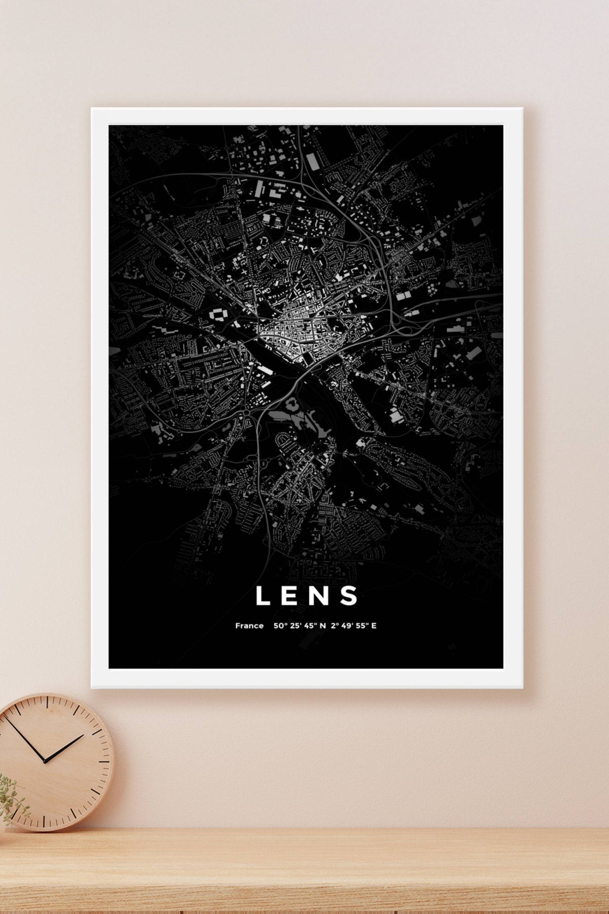 Carte de Lens nuit - Affiche personnalisée