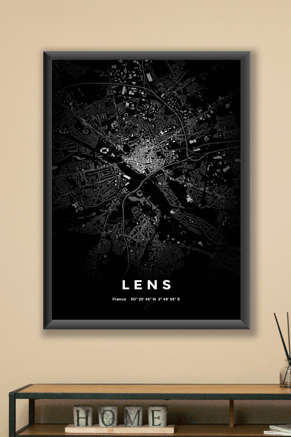 Carte de Lens nuit - Affiche personnalisée