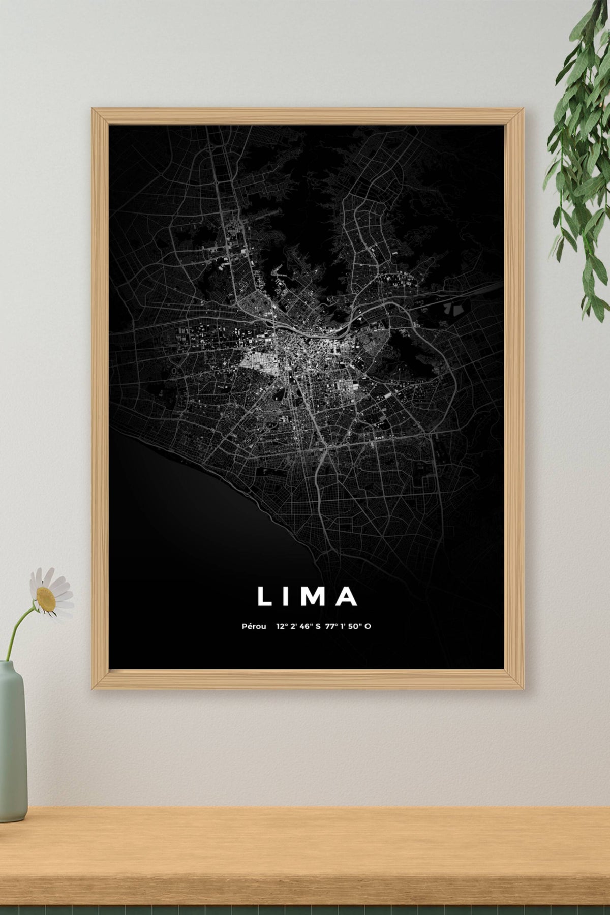 Carte de Lima nuit - Affiche personnalisée