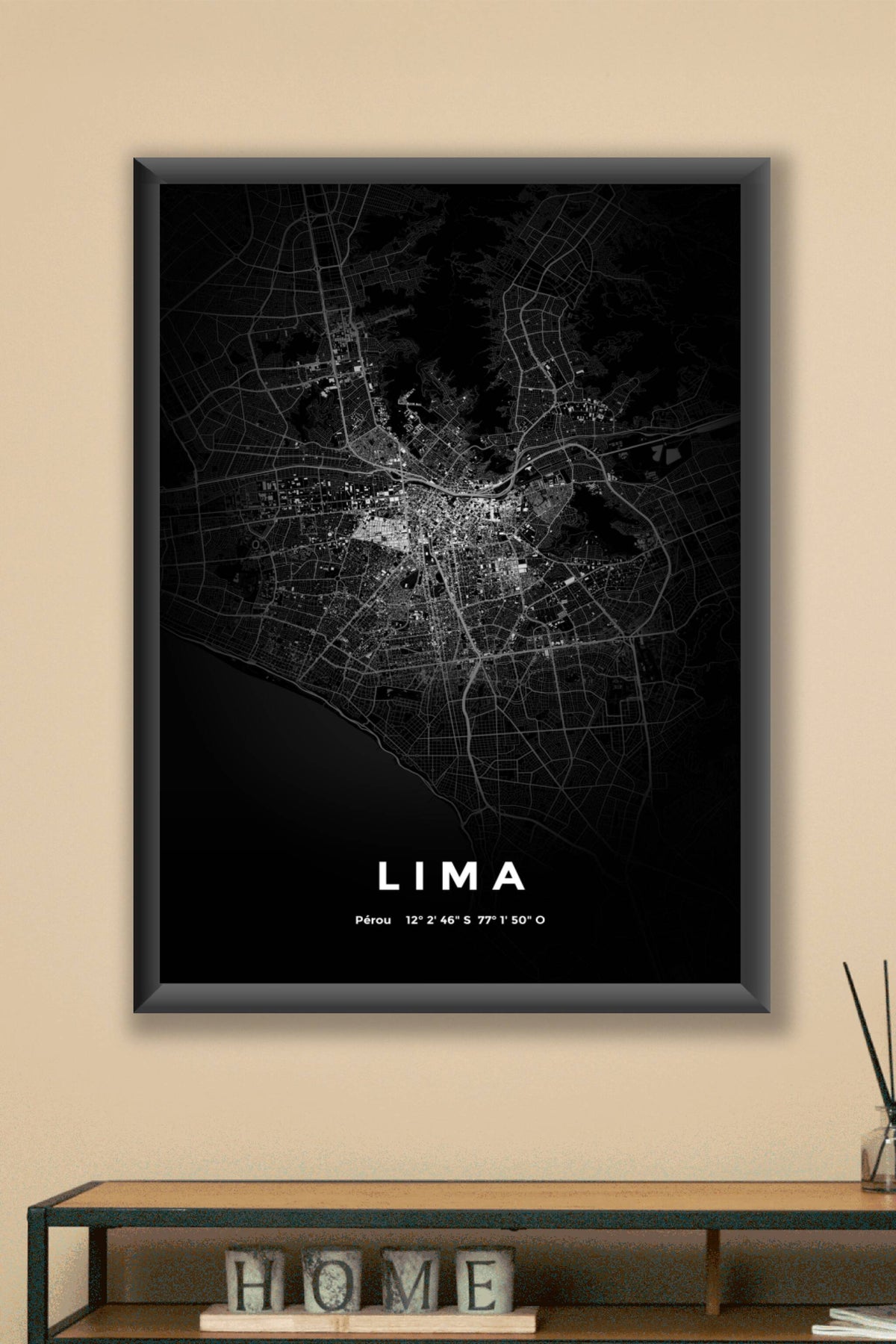 Carte de Lima nuit - Affiche personnalisée